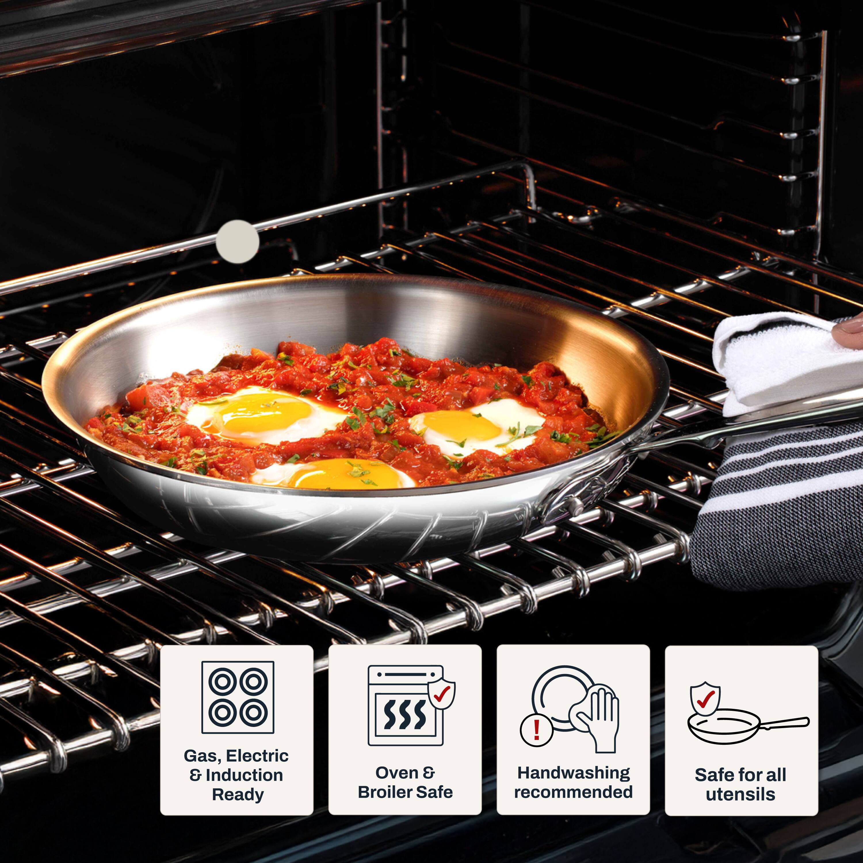 Gas, Electric & Induction Ready  
Oven & Broiler Safe  
Handwashing recommended  
Safe for all utensils