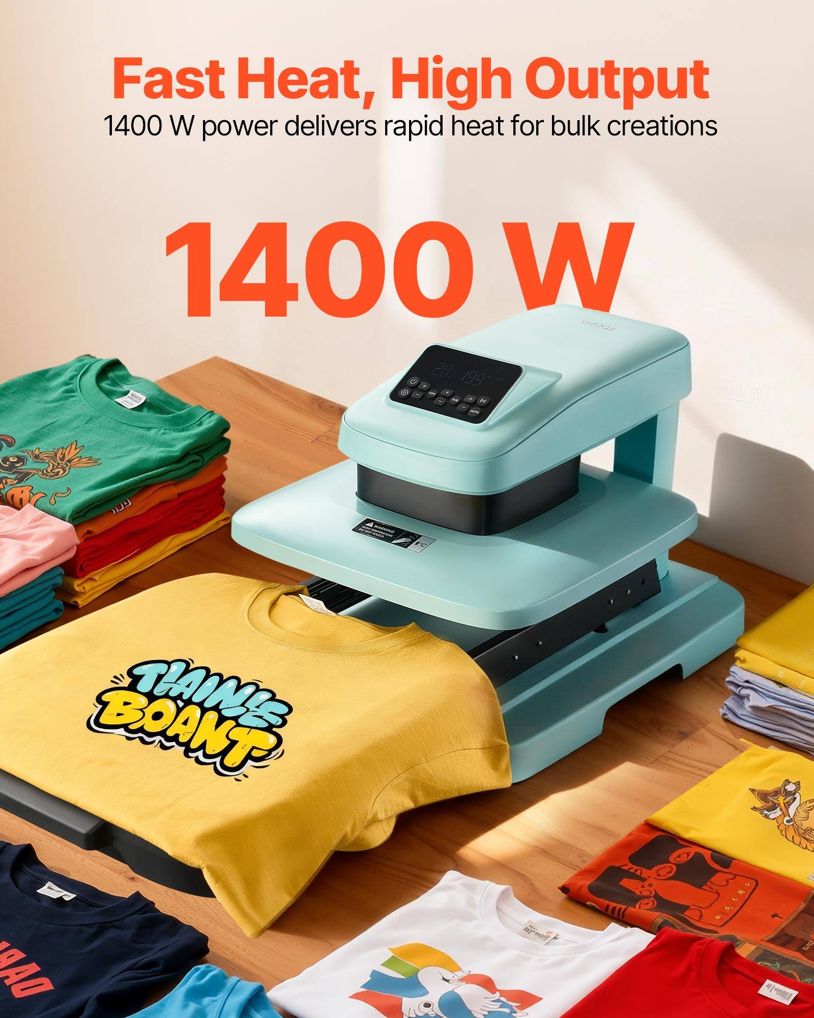 Fast Heat, High Output  
1400 W power delivers rapid heat for bulk creations  
1400 W