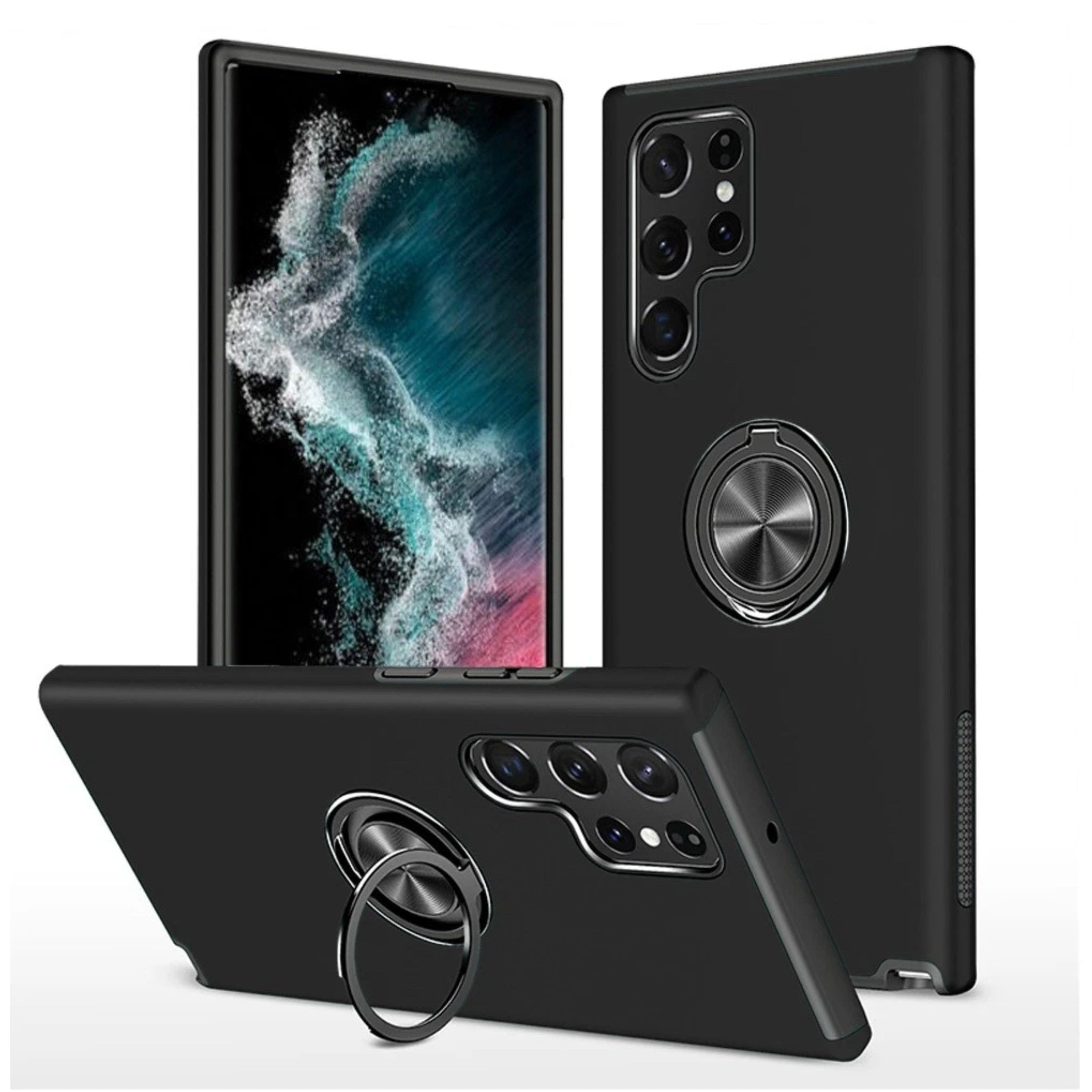 Kitcheniva - Rubberized Dual Layer Magnetic Ring Stand Phone Case For Samsung Galaxy S23 Plus - Black price history on PriceWatchPro