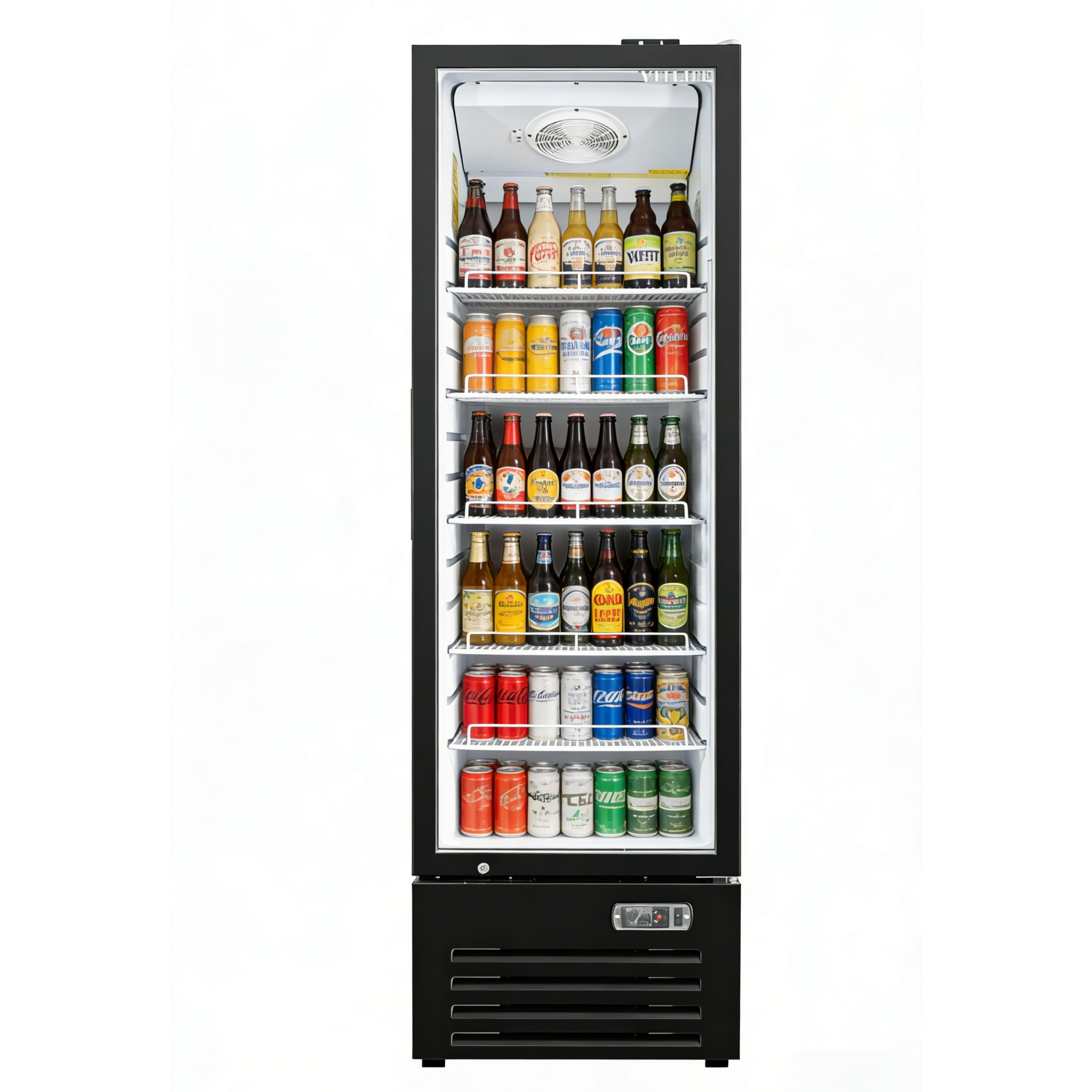 Equator - Vitlife 16.9 Cu Ft Commercial Glass Door Merchandiser Refrigerator, LED, Adjustable Shelves, Auto Defrost ETL - Black