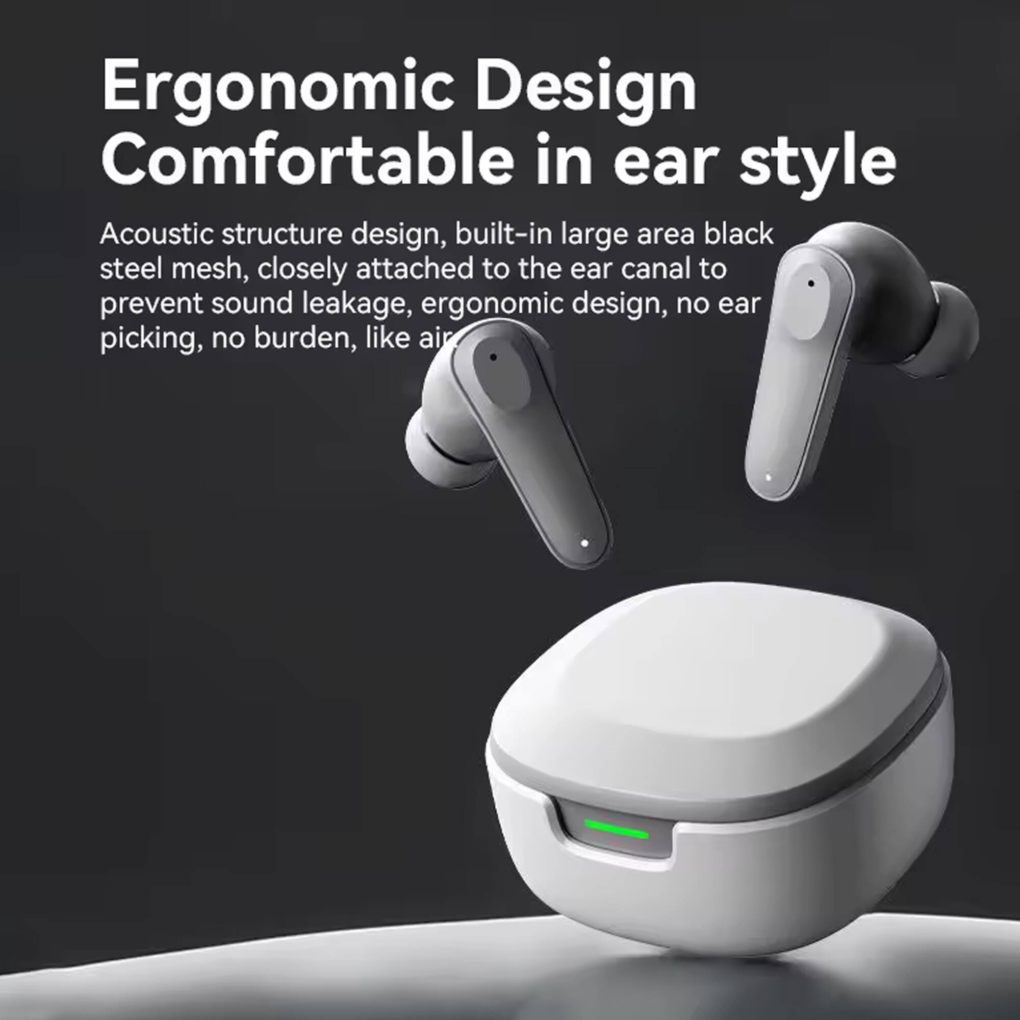 Ergonomic Design  
Comfortable in ear style  

Acoustic structure design, built-in large area black steel mesh, closely attached to the ear canal to prevent sound leakage, ergonomic design, no ear picking, no burden, like air