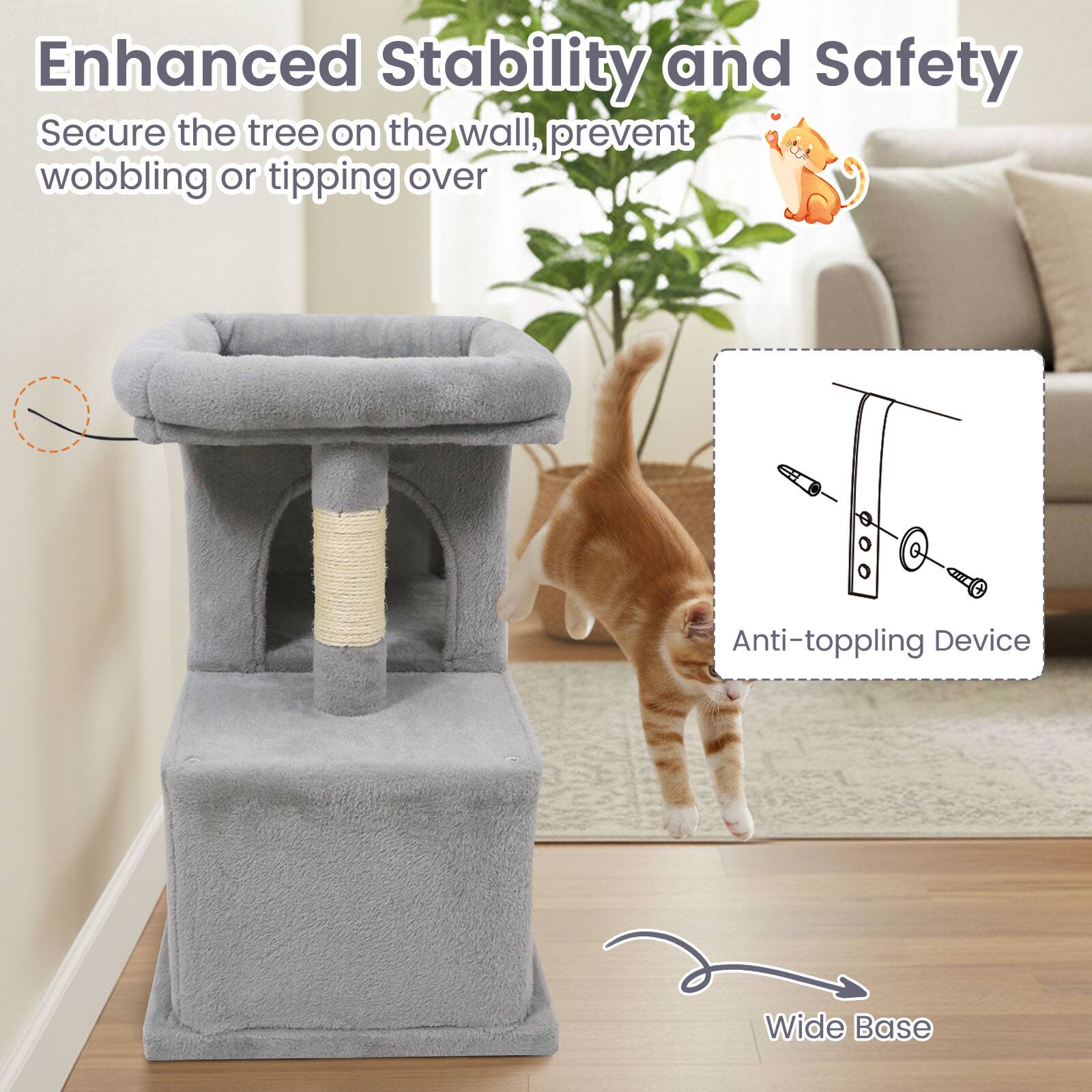 Enhanced Stability and Safety

Secure the tree on the wall, prevent wobbling or tipping over

Anti-toppling Device

Wide Base