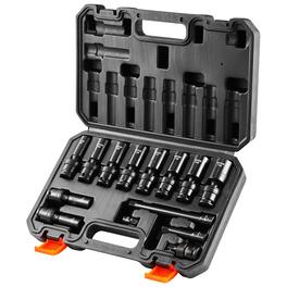 VEVOR - 360 Degree Swivel Impact Socket Set, 3/8" Socket Set 14PCS Deep Universal Metric 10-19mm, 6 Point Cr-Mo Alloy Steel - Black