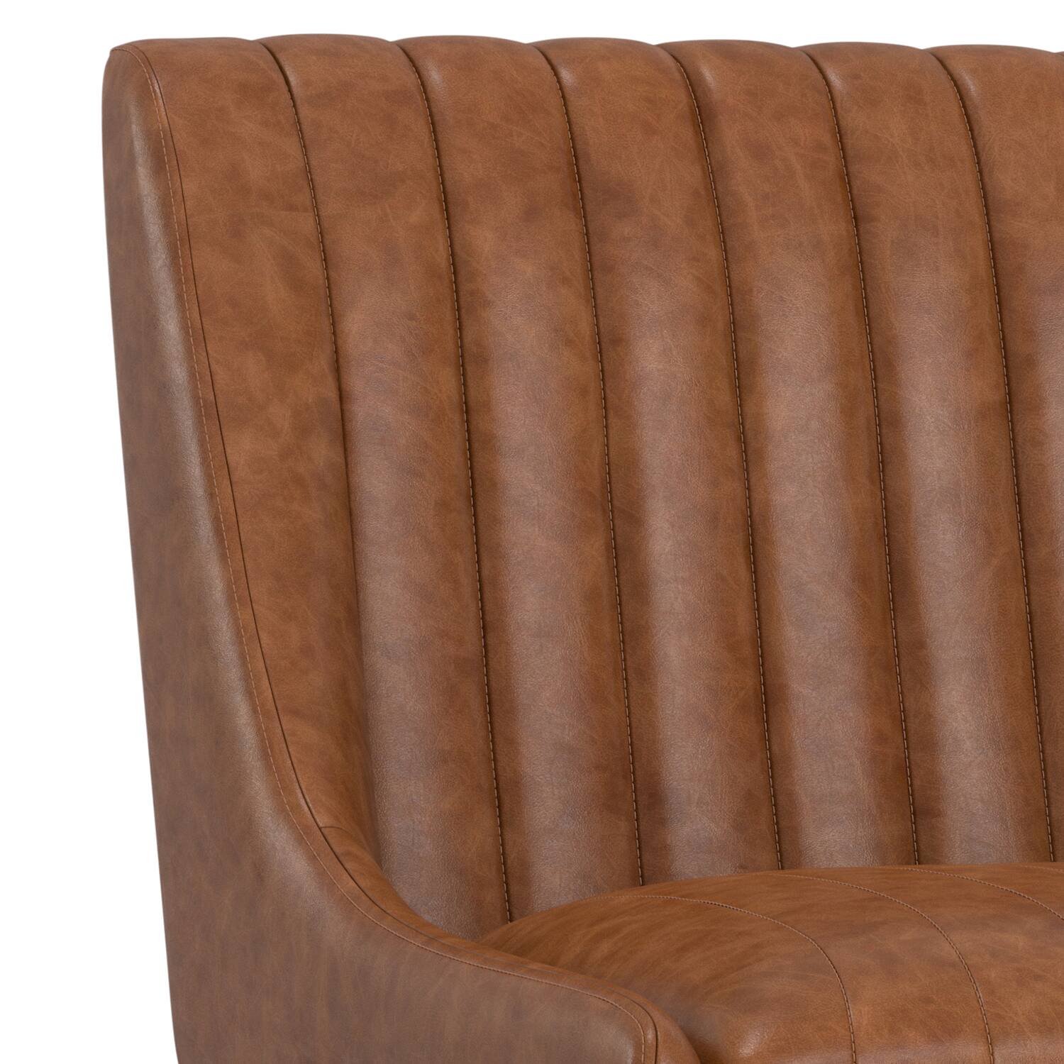 Alt View 6. Simpli Home - Melody Dining Chair (Set of 2) in Distressed Tan Vegan Faux Leather - Distressed Tan.