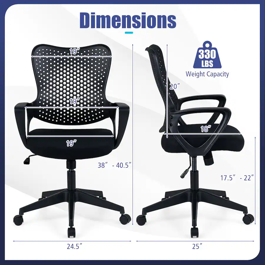 Gymax 2Pcs Ergonomic Office Chair Computer Desk Chair w/ Armrests ...