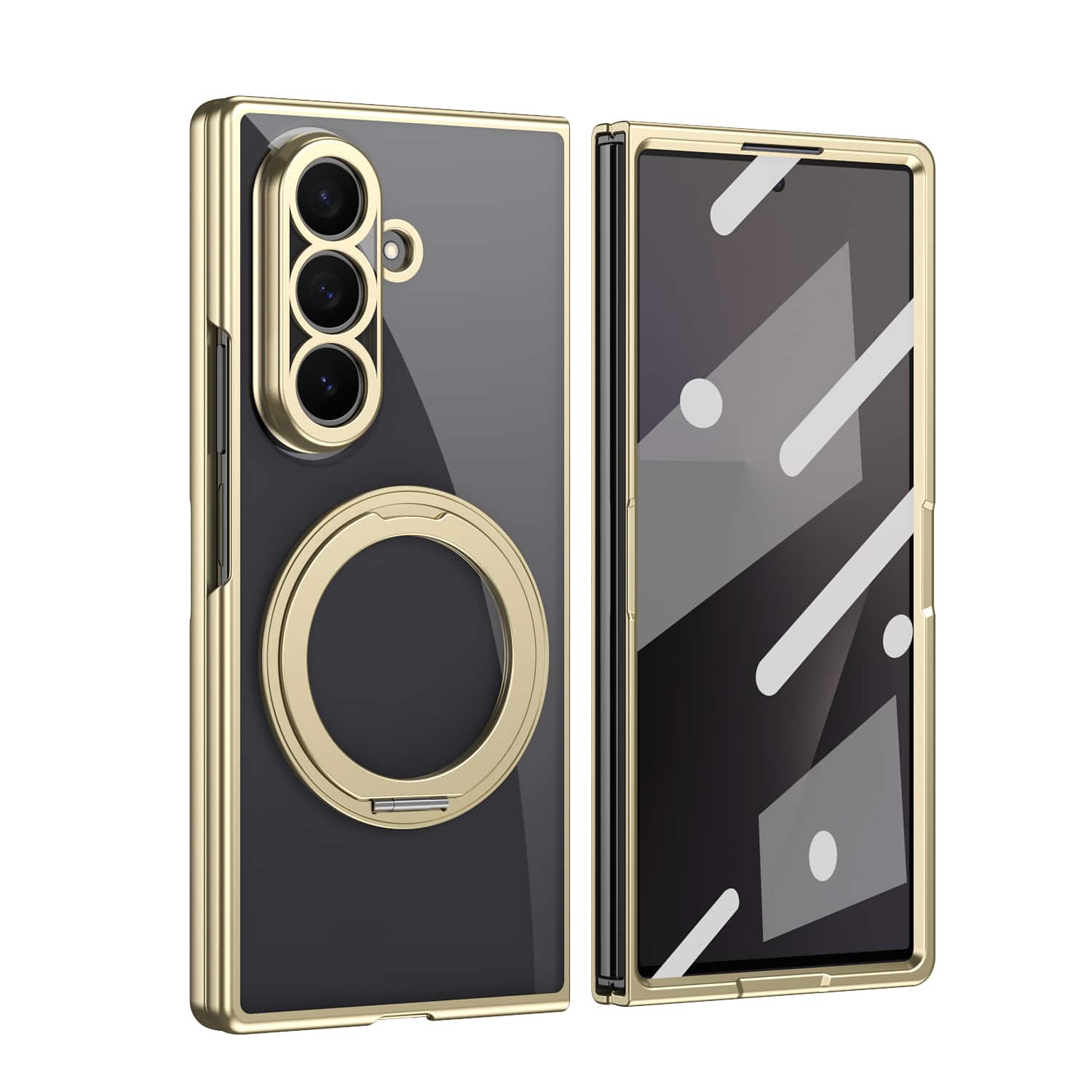 Dteck - Clear Electroplated Case for Samsung Galaxy Z Fold8 Ultra with Kickstand, Magnetic Rigid PC Cover Built-in Screen Film - Gold price history on PriceWatchPro