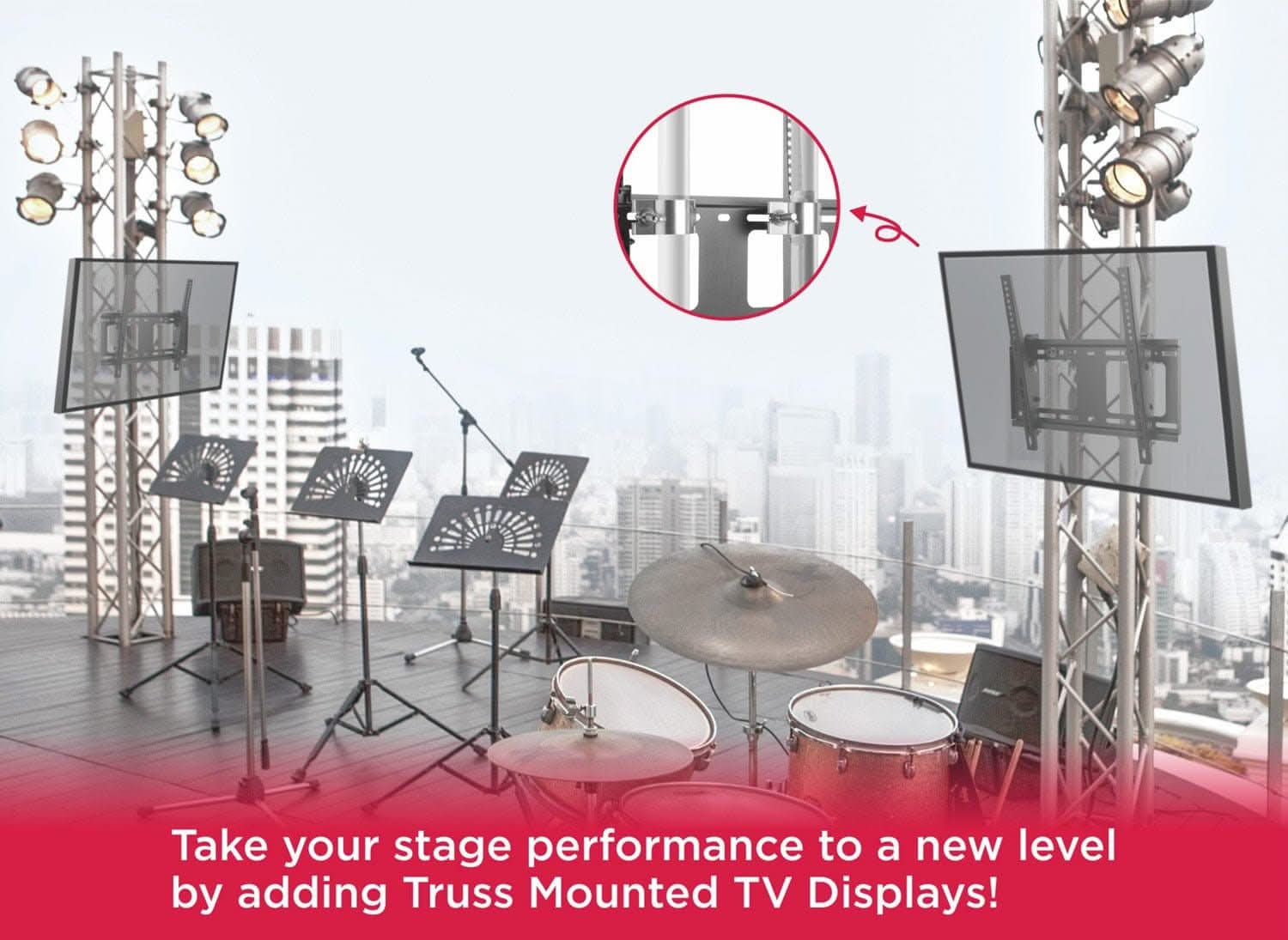 Take your stage performance to a new level by adding Truss Mounted TV Displays!