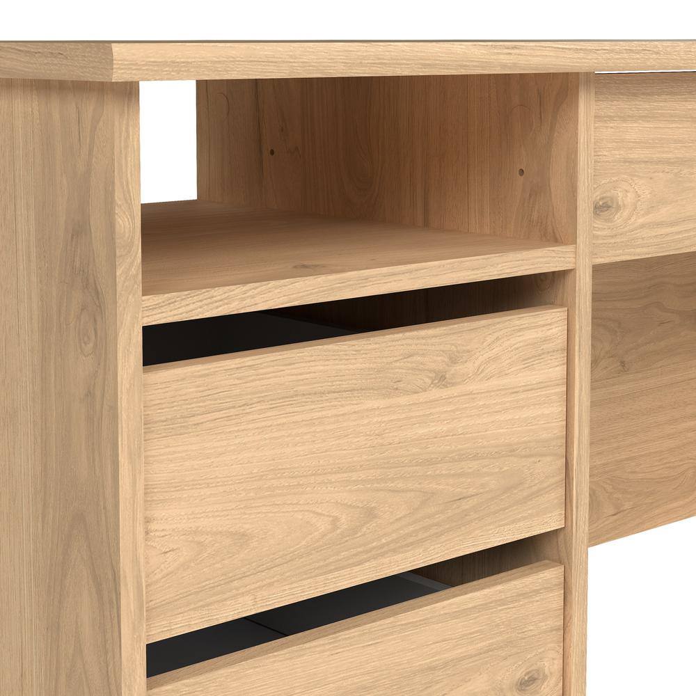Alt View 1. Tvilum - Wescot Home Office Writing Desk with 4 Drawers and Open Shelf, Jackson Hickory - Brown.