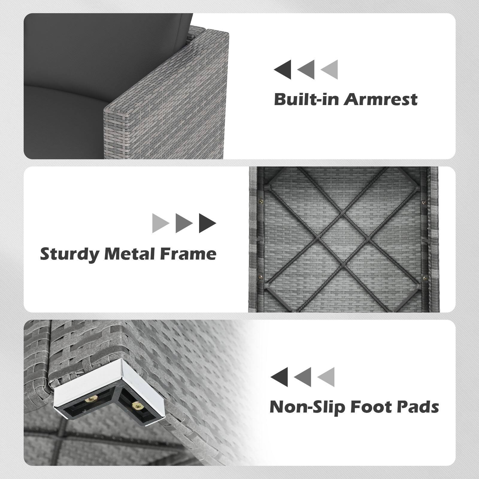 - Built-in Armrest
- Sturdy Metal Frame
- Non-Slip Foot Pads