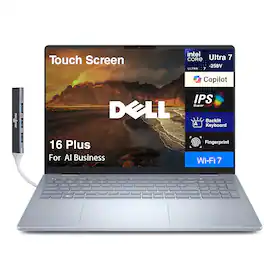 Dell - 16 Plus Laptop 16.0 WUXGA (Intel Ultra 7-258V, 32GB LPDDR5X, 1TB M.2 PCIe SSD, Win 11 Pro) w/USB Hub - Ice Blue
