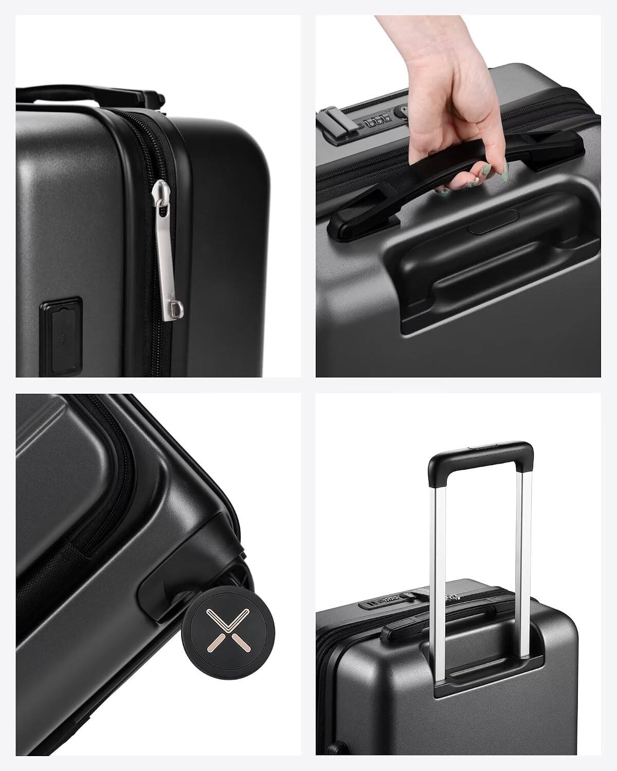 Alt View 4. LUGGEX - LUGGEX 20 Inch Carry On Luggage Airline Approved, Expandable PC Suitcase with Front Pocket FLO - FX - Brown-Black.