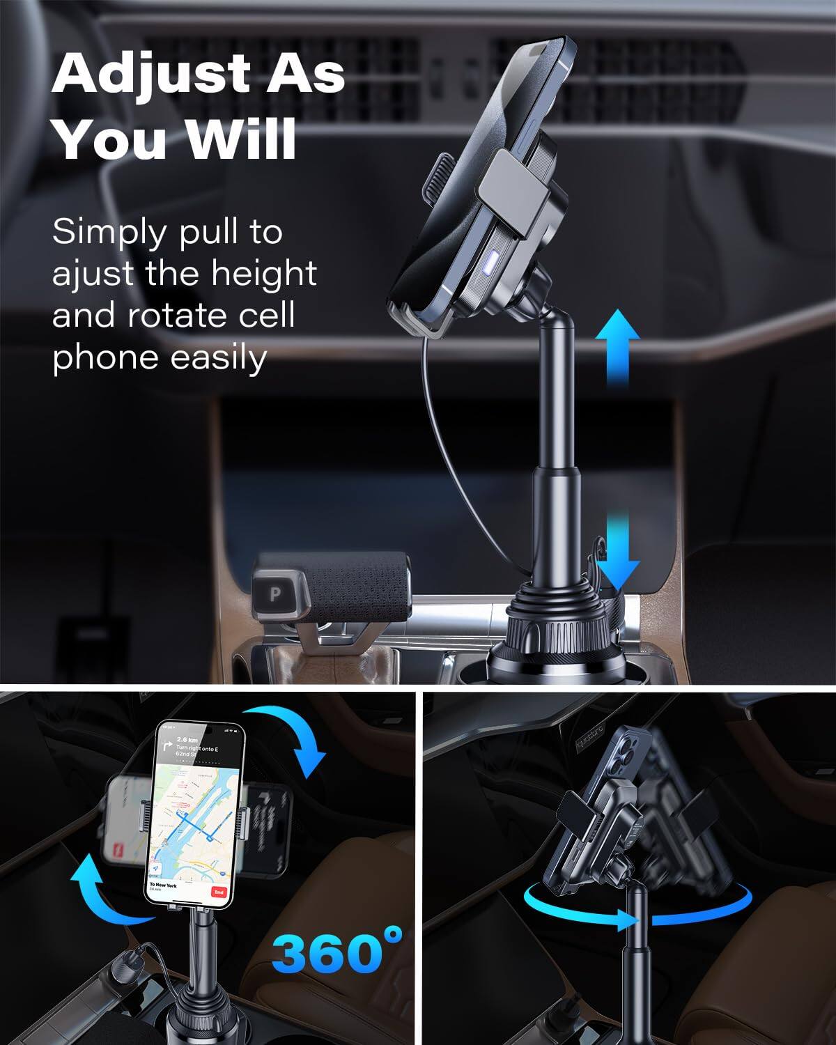 Adjust As You Will

Simply pull to adjust the height and rotate cell phone easily

360°