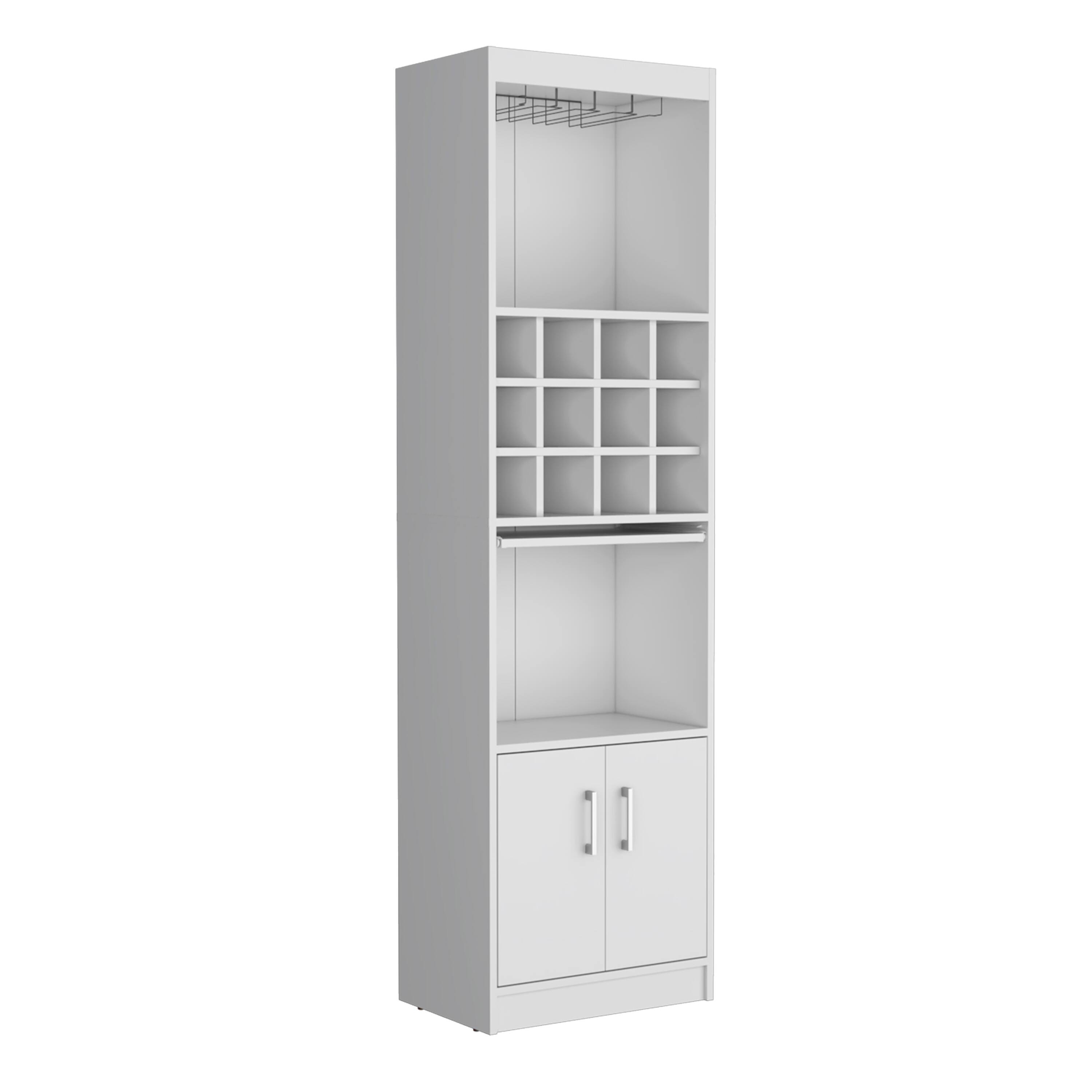 Front. TuHome - Kevil 71-Inch Tall Bar Cabinet 5-Tier Modern Bar Cabinet With Glass Holder Stemware Rack, Wine Cabinet, Liquor Cabinet. - White.