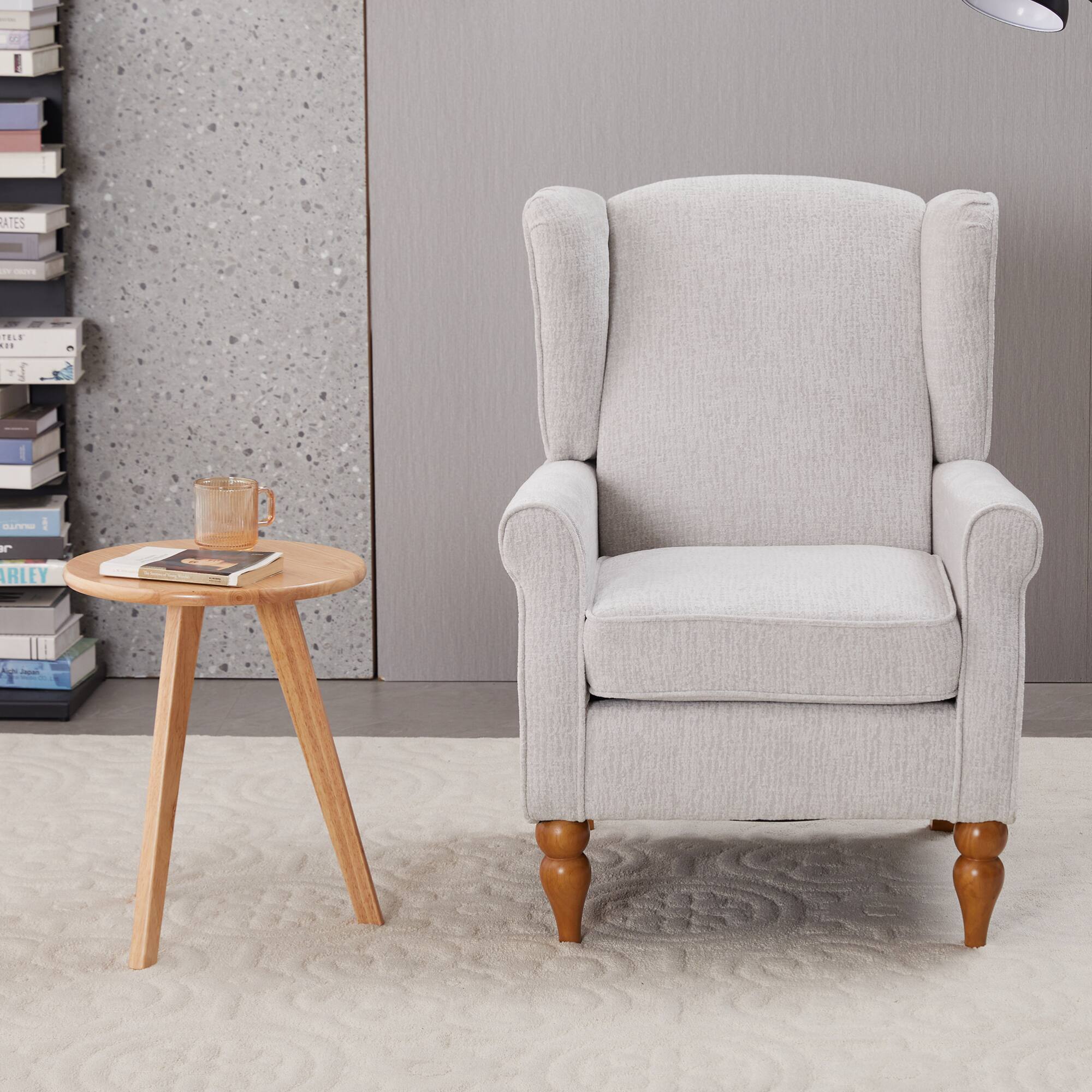 GOODSILO - Vintage Style Coffee Table and High-Back Reading Chair Set for Living Room and Bedroom Relaxation - Beige