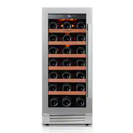 Ca'Lefort - 15 Inch Wine Fridge,33 Bottle Wine Refrigerator,3 Color LED, Wine Cooler, Built-in or Freestanding Wine Fridge - Stainless Steel
