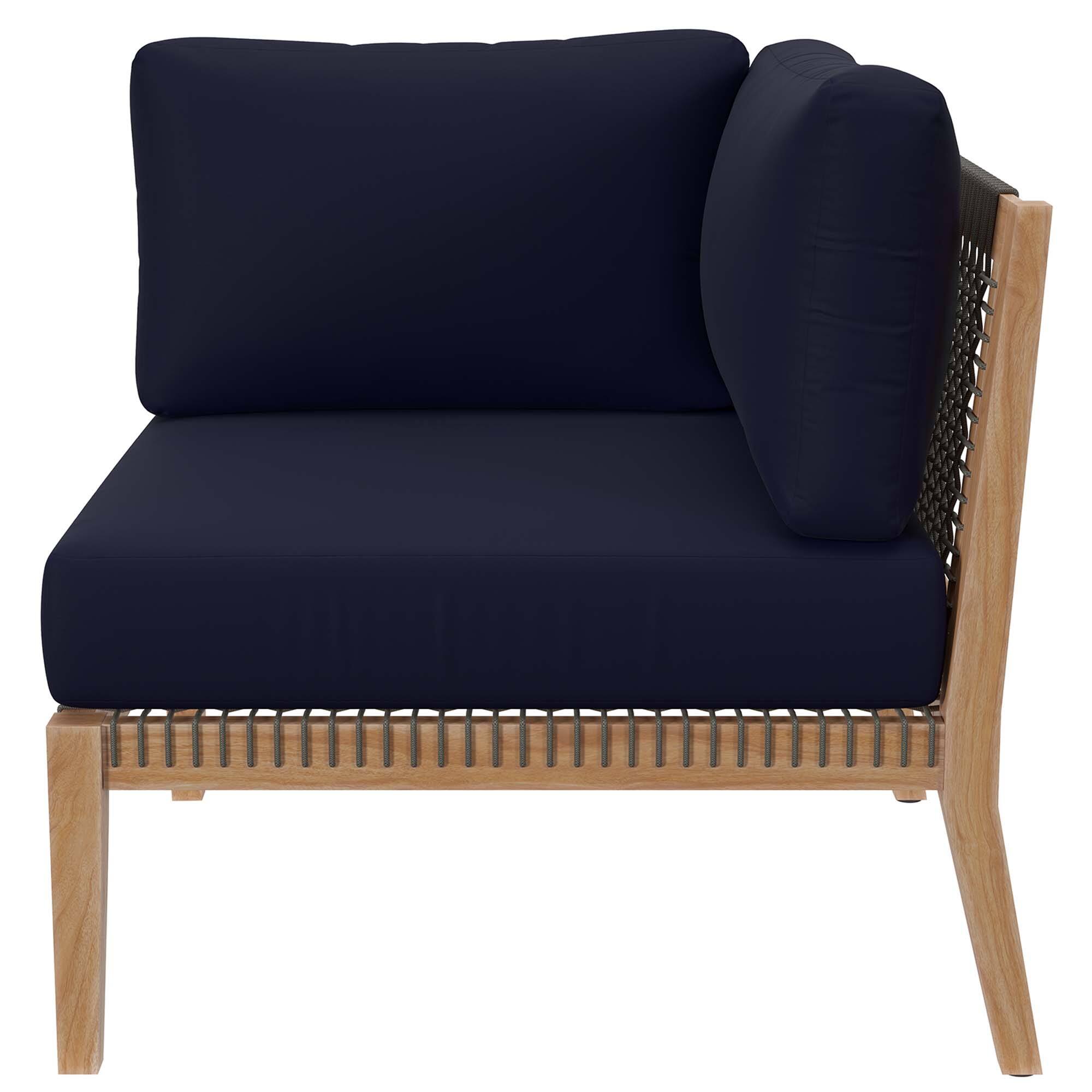 Alt View 4. Modway - Clearwater 6-Piece Outdoor Patio Teak Wood Sectional Sofa by Modway - Gray Navy.