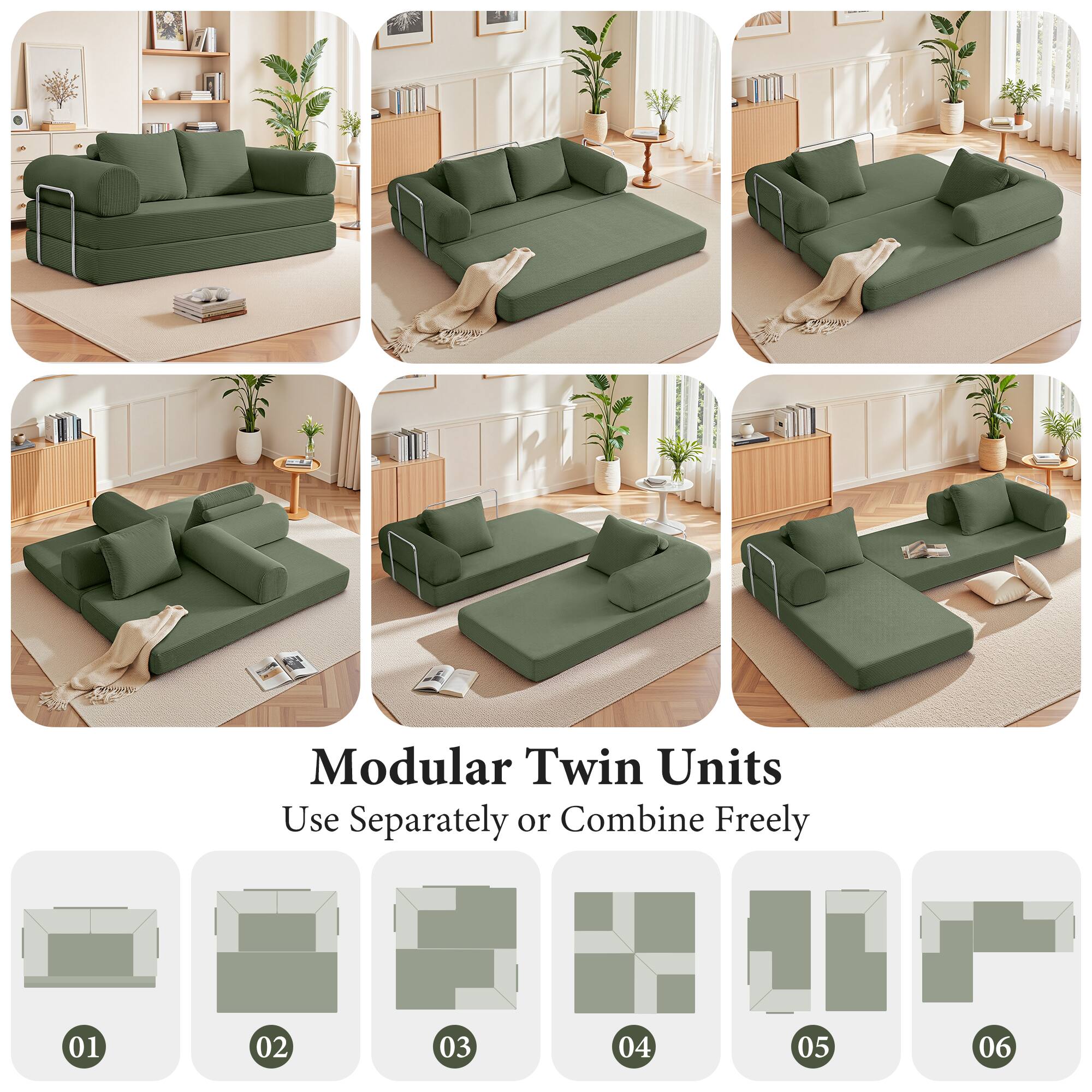 Modular Twin Units  
Use Separately or Combine Freely  

01  
02  
03  
04  
05  
06