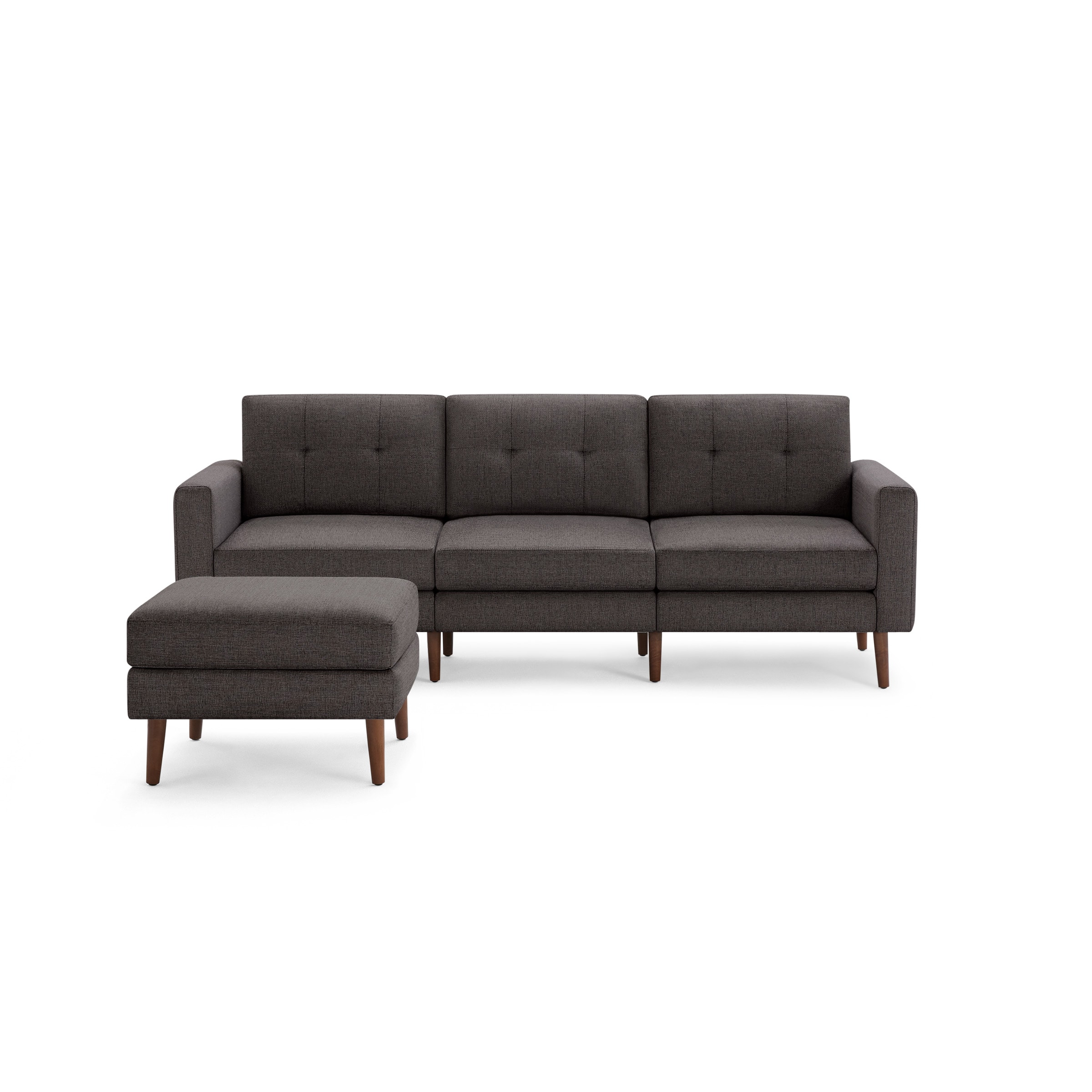 Burrow - Mid-Century Nomad Sofa with Ottoman - Charcoal - Front_Zoom
