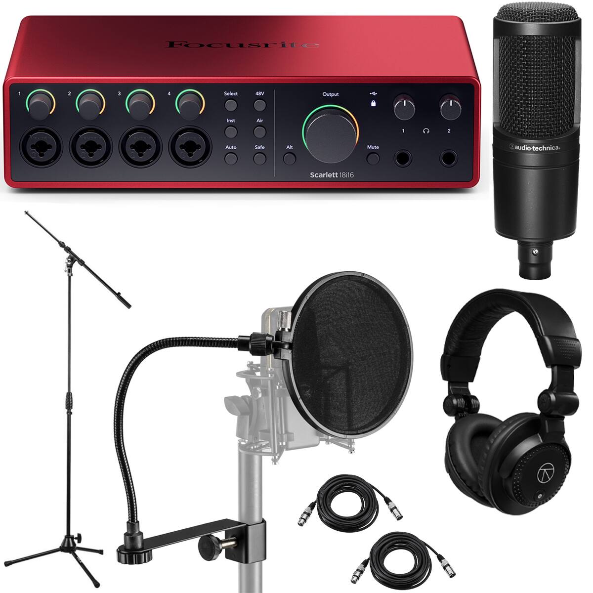 Focusrite - 1: A Selection of ABV Output + snar Al 1 2 Auno Safe Ah Mute audio technica to Scarlett 18i16