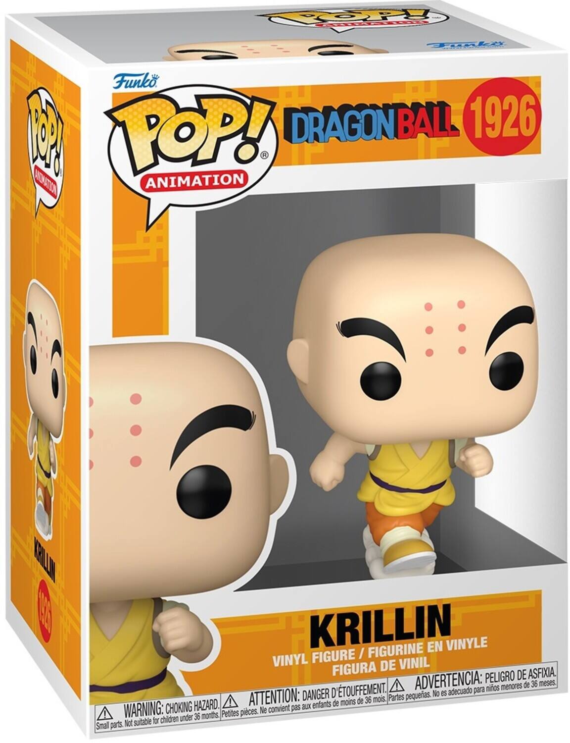 Funko POP! DRAGONBALL 1926

ATTENTION: DANGER D'ETOUFFEMENT. Parties pequeas. No es adecuado para menores de 36 meses.

WARNING: CHOKING HAZARD. Small parts. Not suitable for children under 36 months.

ADVERTENCIA: PELIGRO DE ASFIXIA. Partes pequeñas. No convienen para niños menores de 36 meses.

EL KRILLIN EN VINYLE FIGURE / FIGURINE EN VINYLE FIGURA DE VINIL