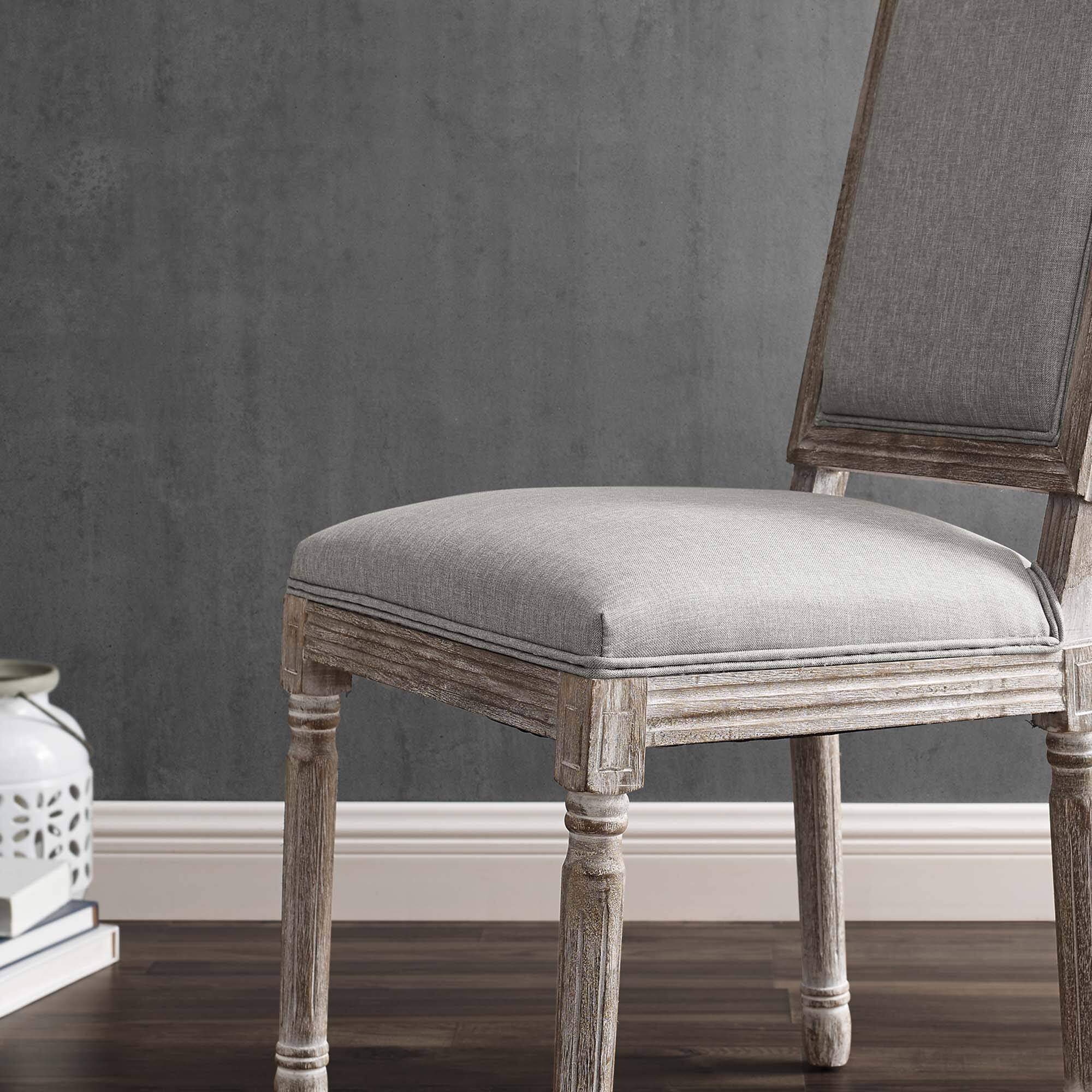 Back. Modway - Court Upholstered Fabric Dining Side Chair Set of 2 by Modway - Light Gray.