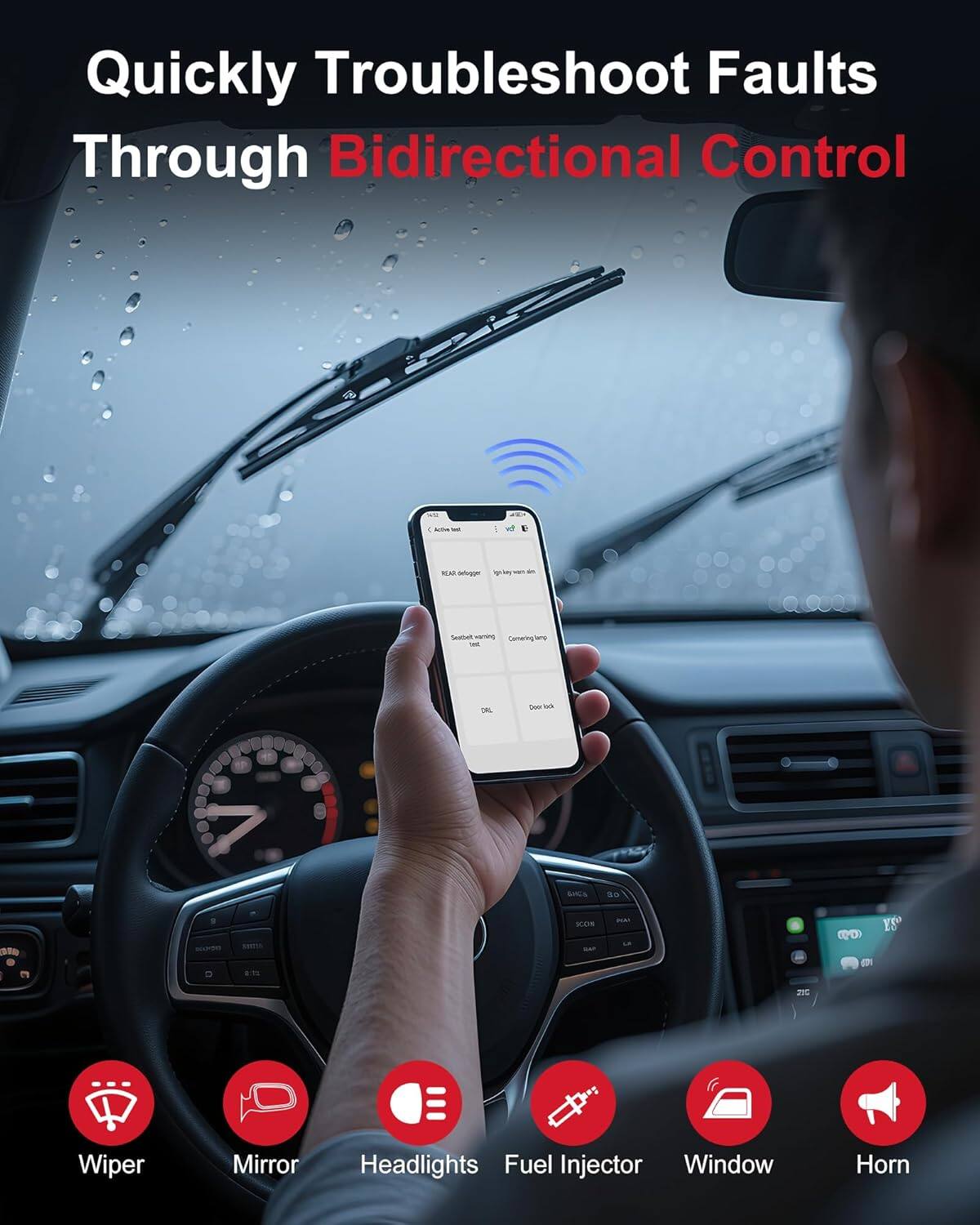 Quickly Troubleshoot Faults Through Bidirectional Control

- Wiper
- Mirror
- Headlights
- Fuel Injector
- Window
- Horn