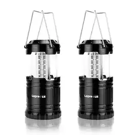 Lepro - Collapsible LED Camping Lanterns, Battery Powered, 2-Pack - Black