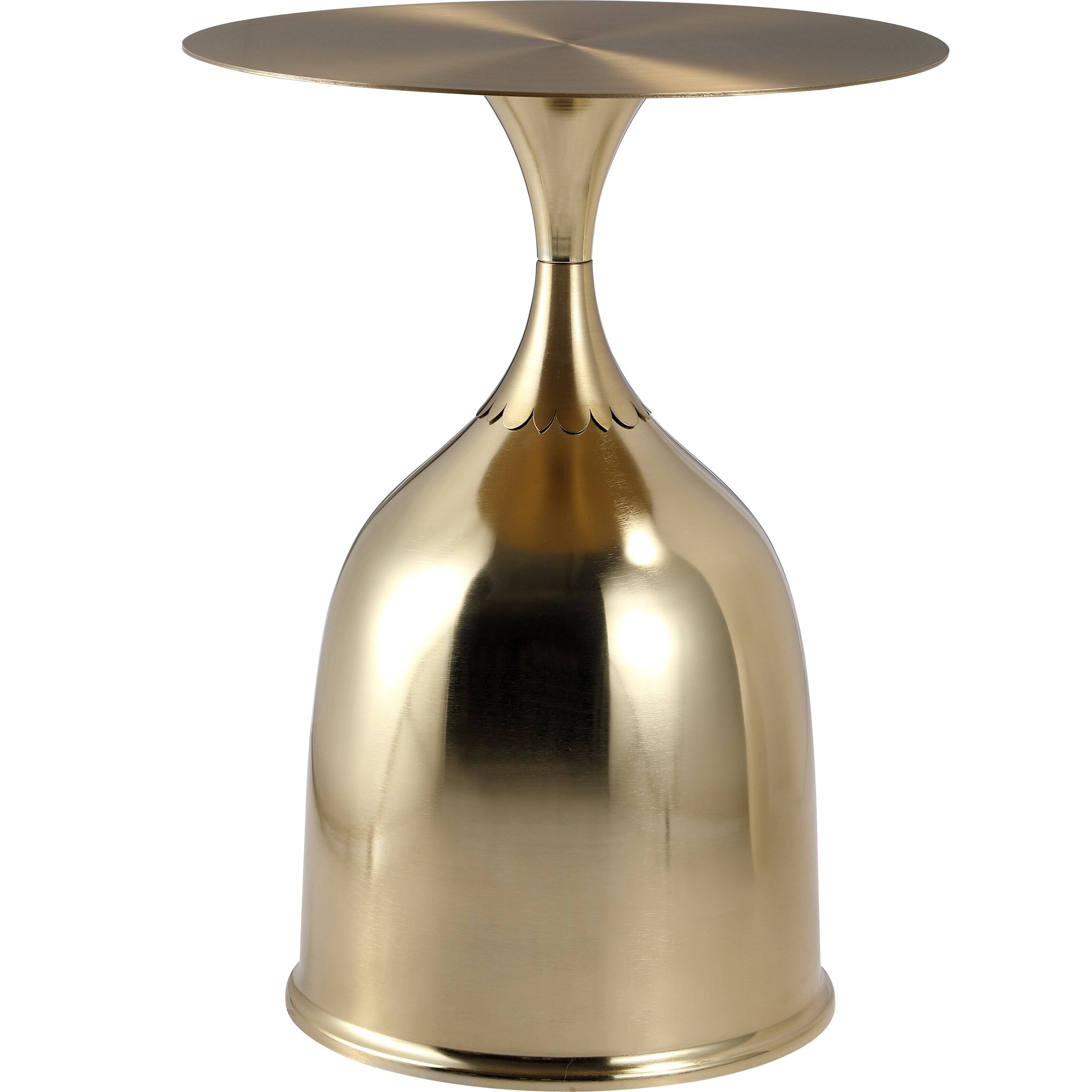 Alt View 2. LeisureMod - Modern Bell-Shaped Steel Top Accent Table with Powder Coated Finish for Living Room or Office - Gold.