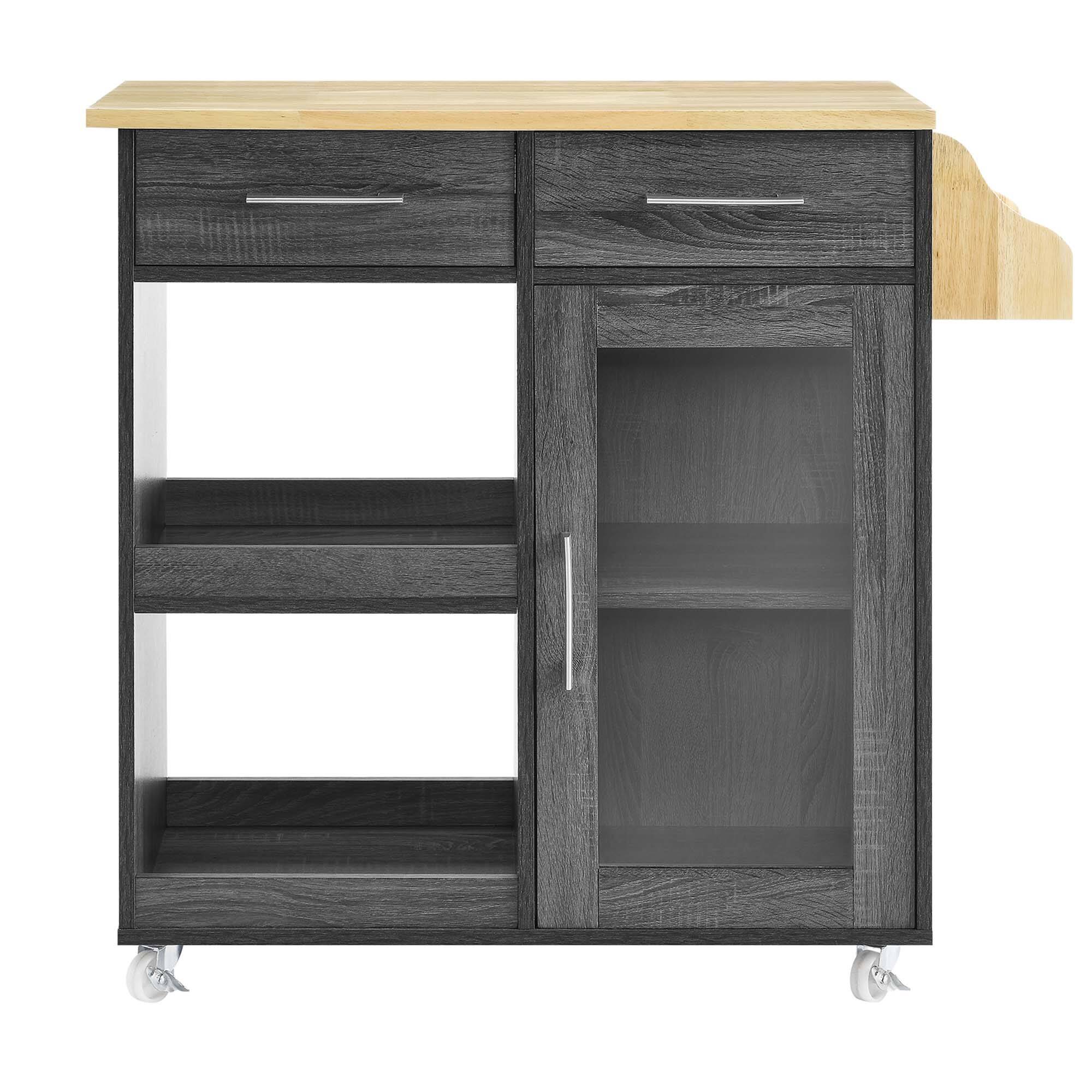 Alt View 4. Modway - Culinary Kitchen Cart With Spice Rack by Modway - Charcoal Natural.
