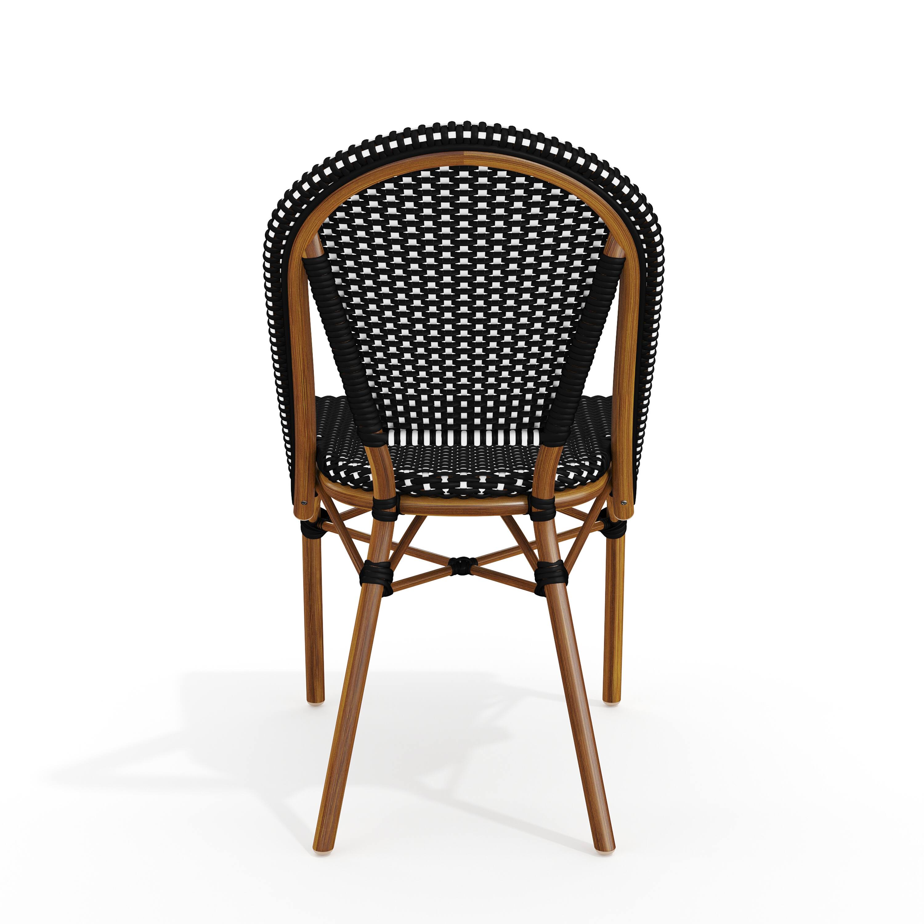 Alt View 8. Martha Stewart - Lily Pond All-Weather Stackable Patio Bistro Dining Chair - Black & White/Natural Frame.