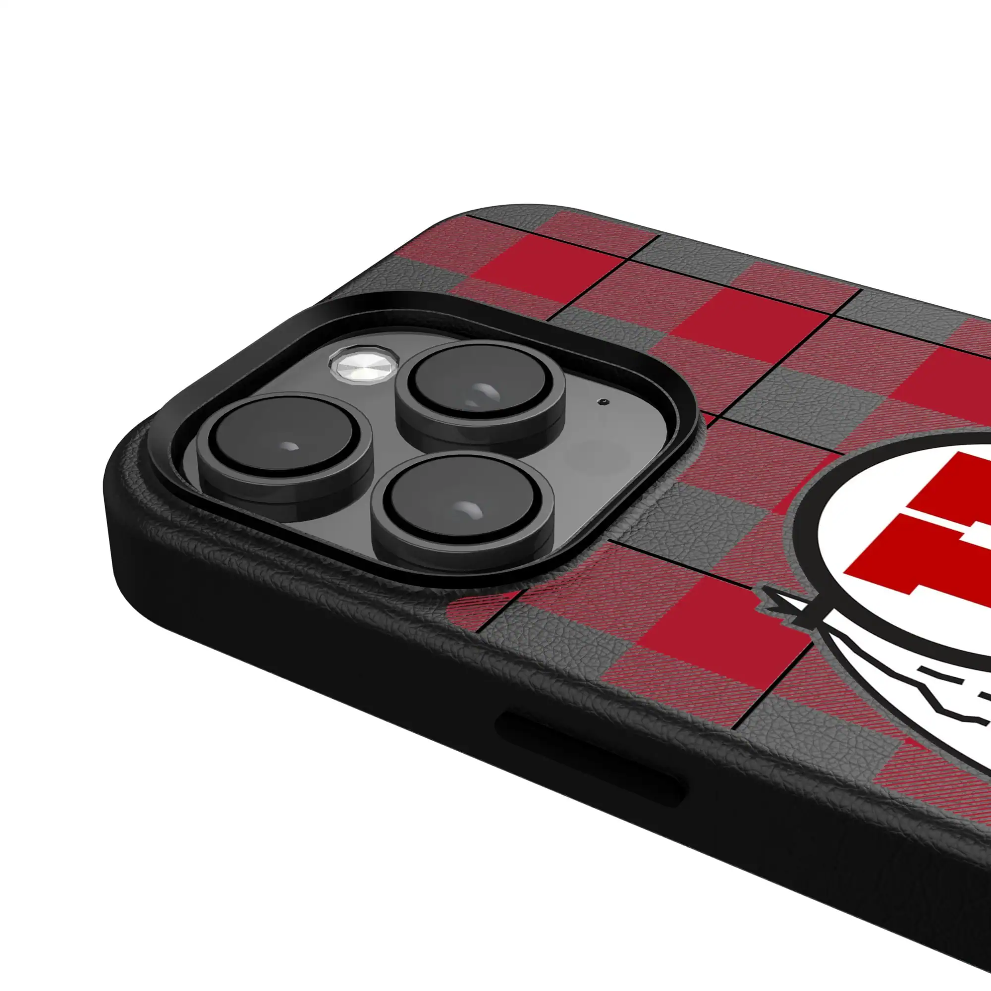 Alt View 3. Keyscaper - Utah Utes Plaid Magnetic Bump iPhone Case - 15 Pro - Black.