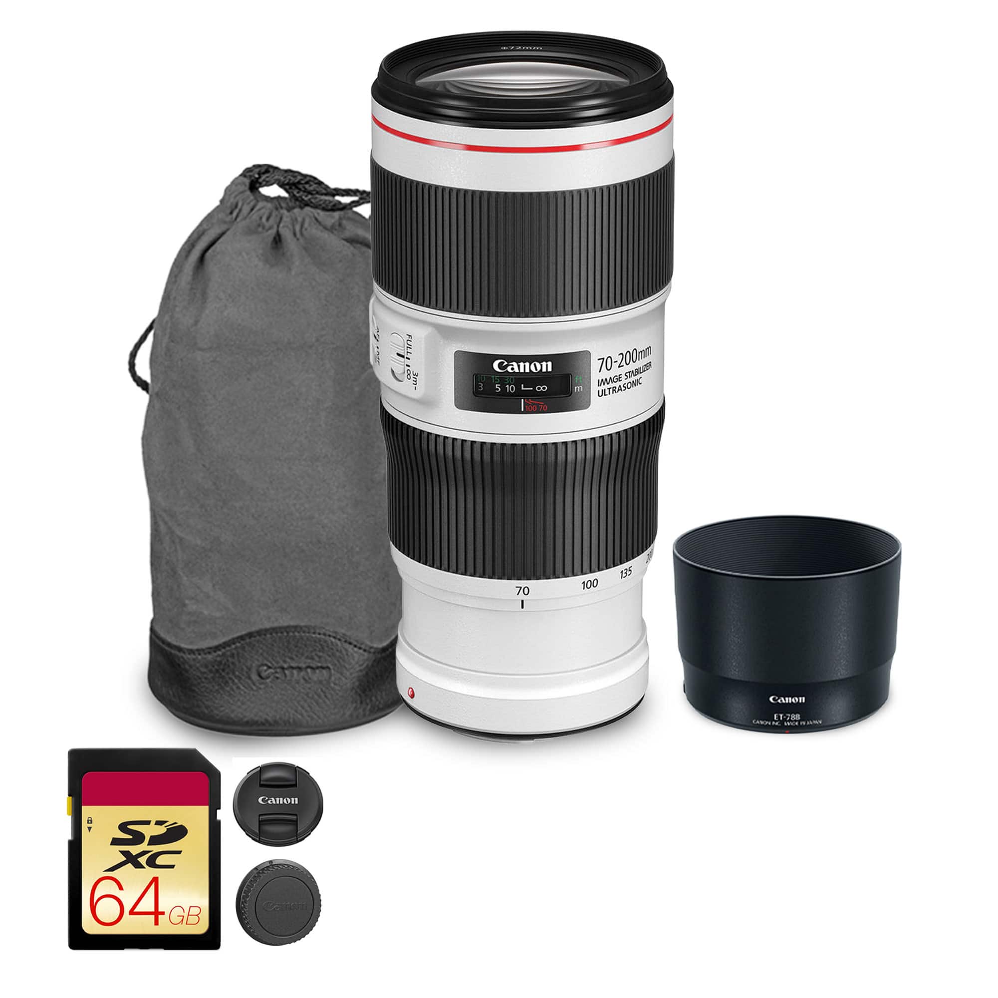 Canon - EF 70-200mm f/4L IS II USM Lens | Telephoto Zoom with IS & Fast Autofocus + More - White