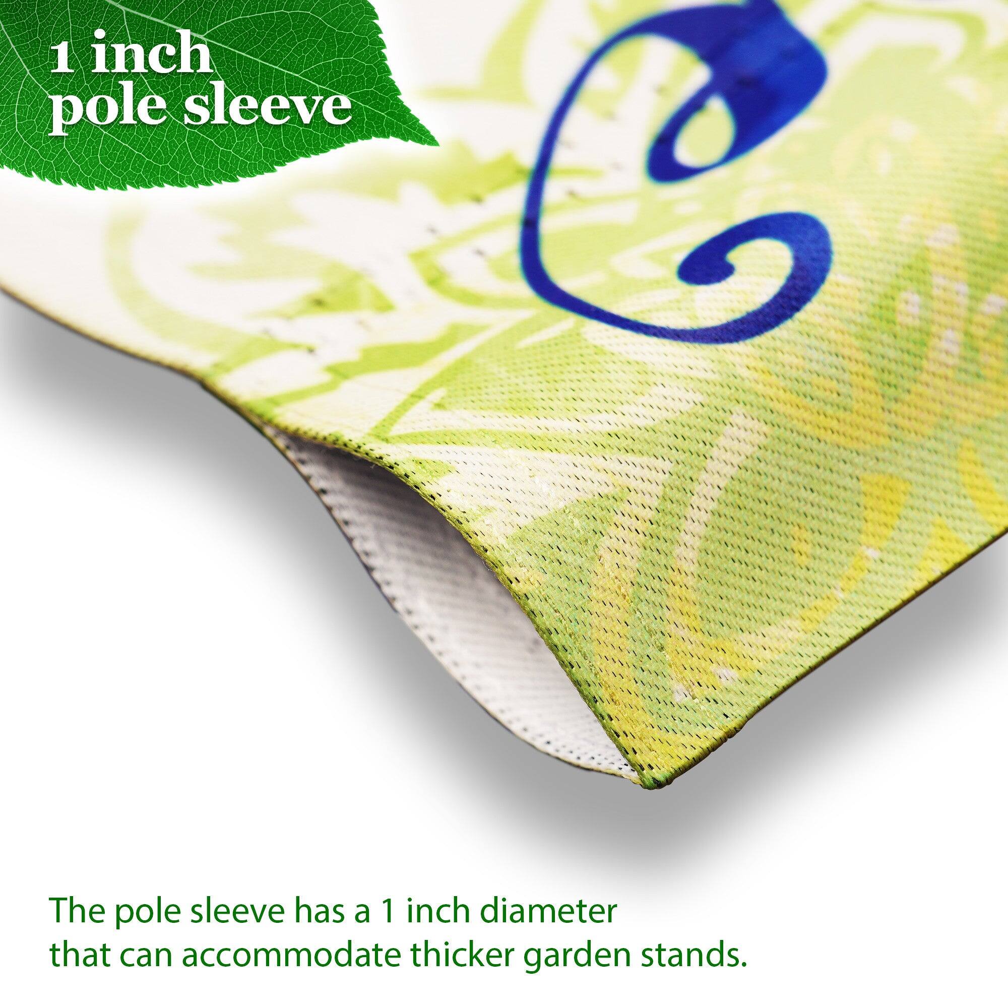 1 inch pole sleeve

The pole sleeve has a 1 inch diameter that can accommodate thicker garden stands.