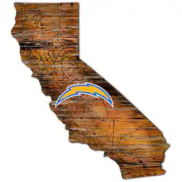 Fan Creations - Los Angeles Chargers 23.5" x 23.5" Distressed State with Logo Sign - Multicolor