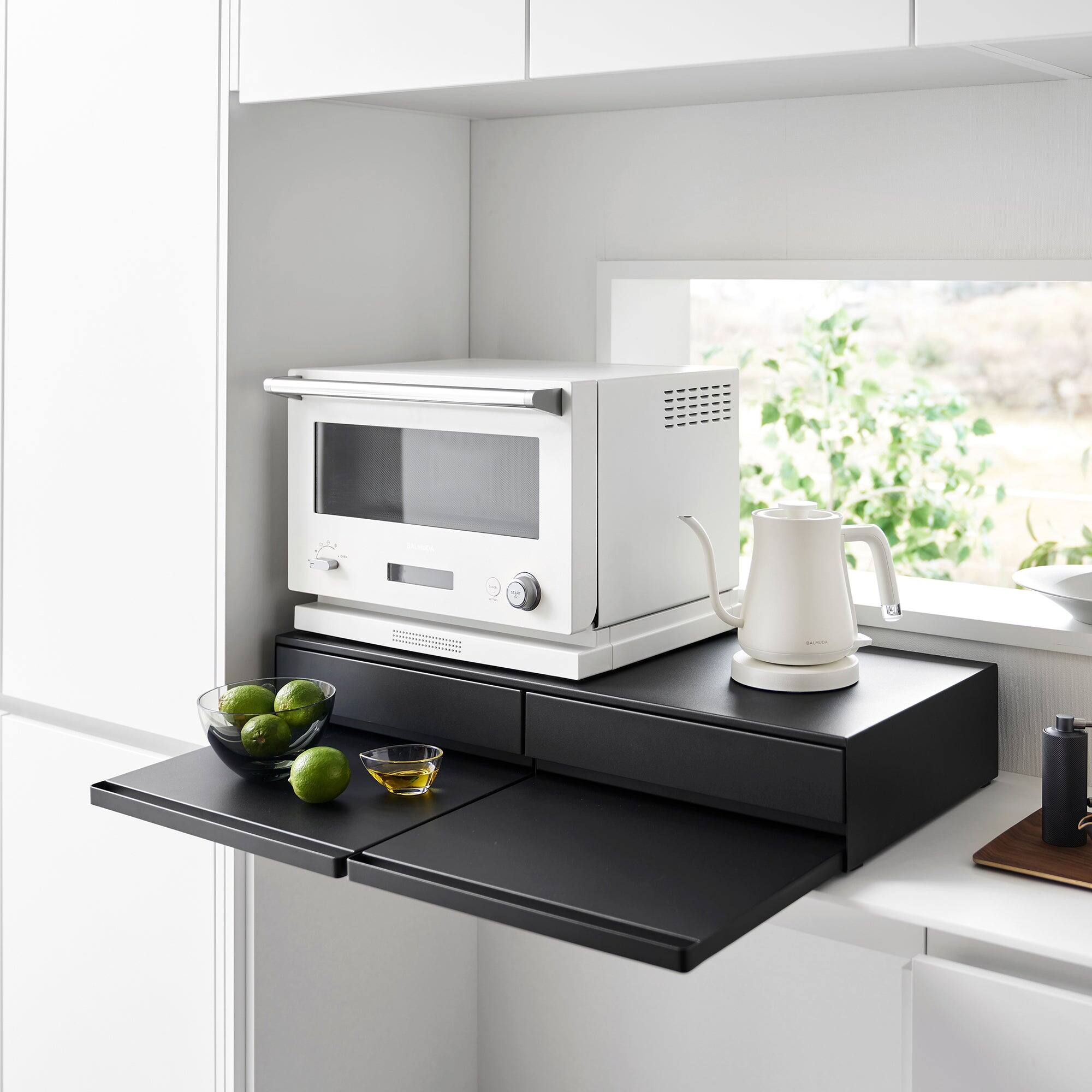 Alt View 9. Yamazaki Home - Countertop Drawer with Pull-Out Shelf - Wide - Steel - White.