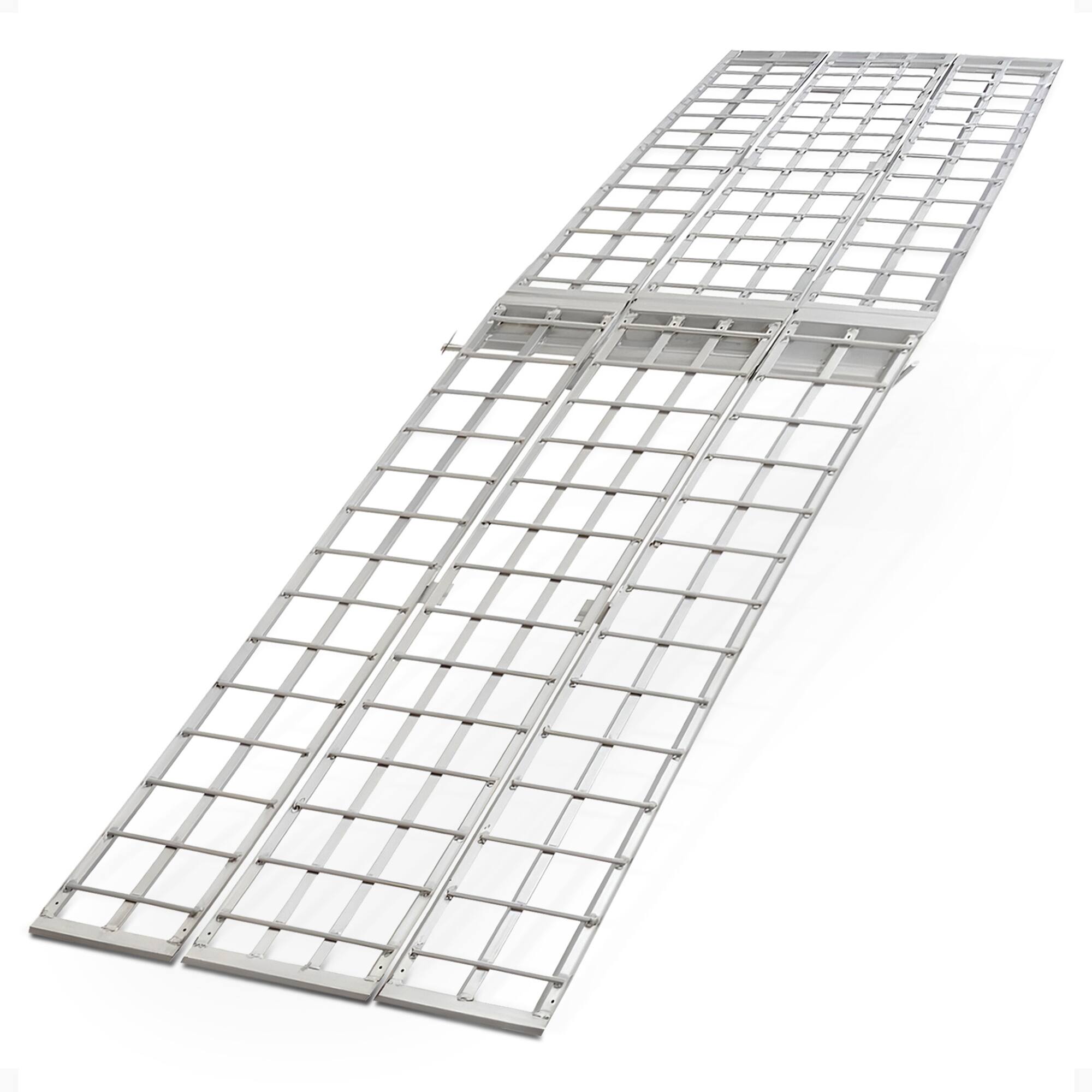 Black Widow - 10’ Aluminum Folding Motorcycle Ramp, Arched 3 Piece Design, Silver
