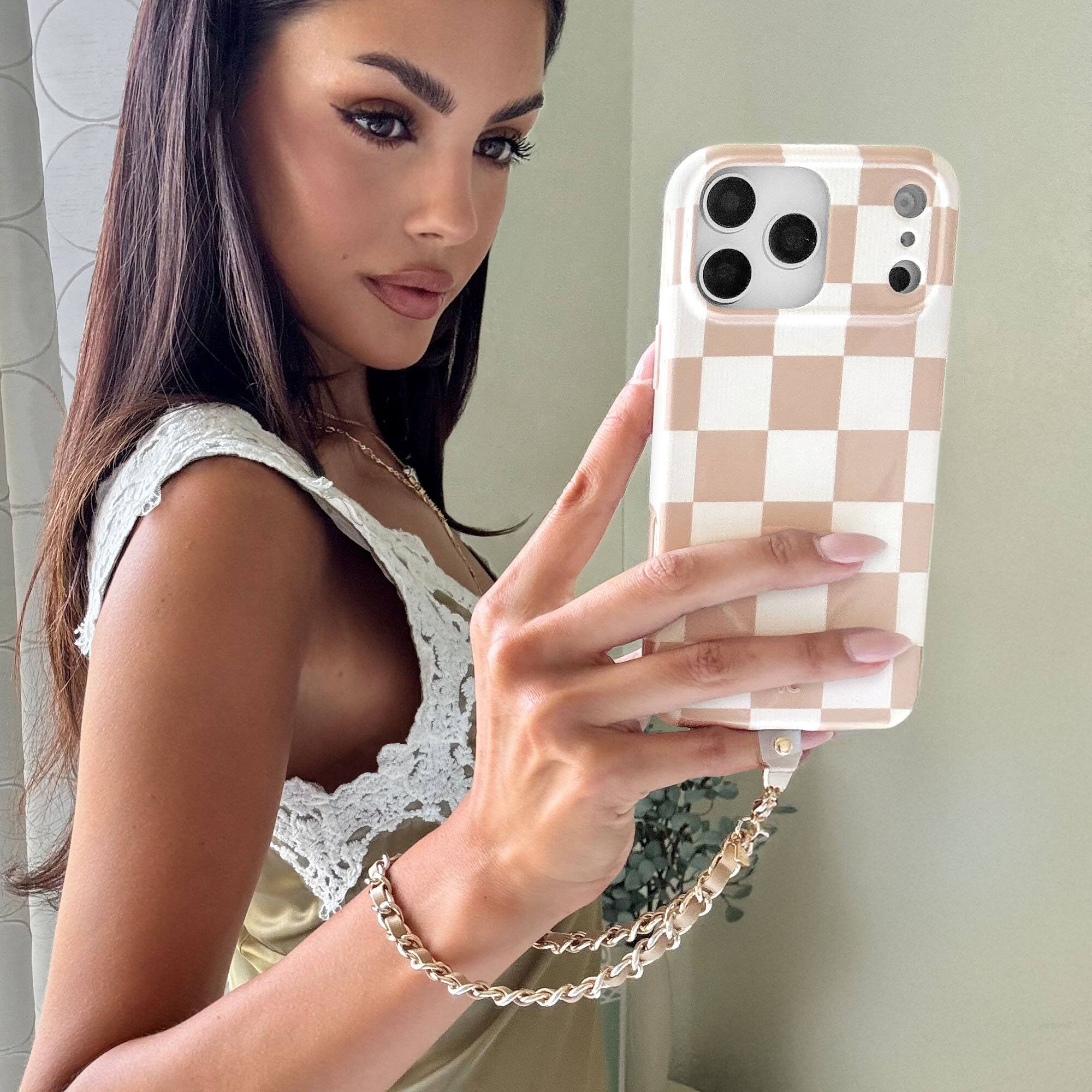 Alt View 4. VELVET CAVIAR - Velvet Caviar Phone Charm Wristlet- Nude Leather - Nude Leather.