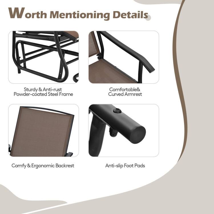 Worth Mentioning Details

- Sturdy & Anti-rust Powder-coated Steel Frame
- Comfortable & Curved Armrest
- Comfy & Ergonomic Backrest
- Anti-slip Foot Pads