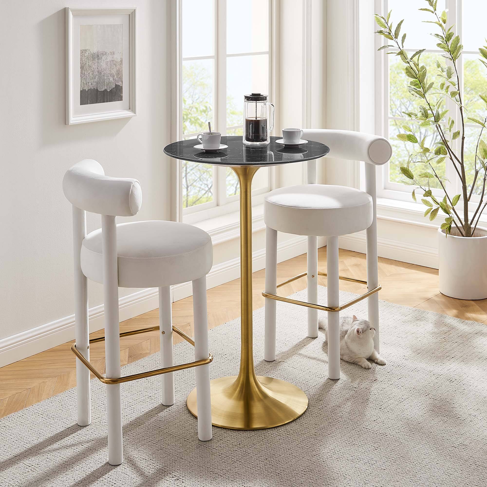 Modway - Lippa Round Artificial Marble Bar Table - Gold Black
