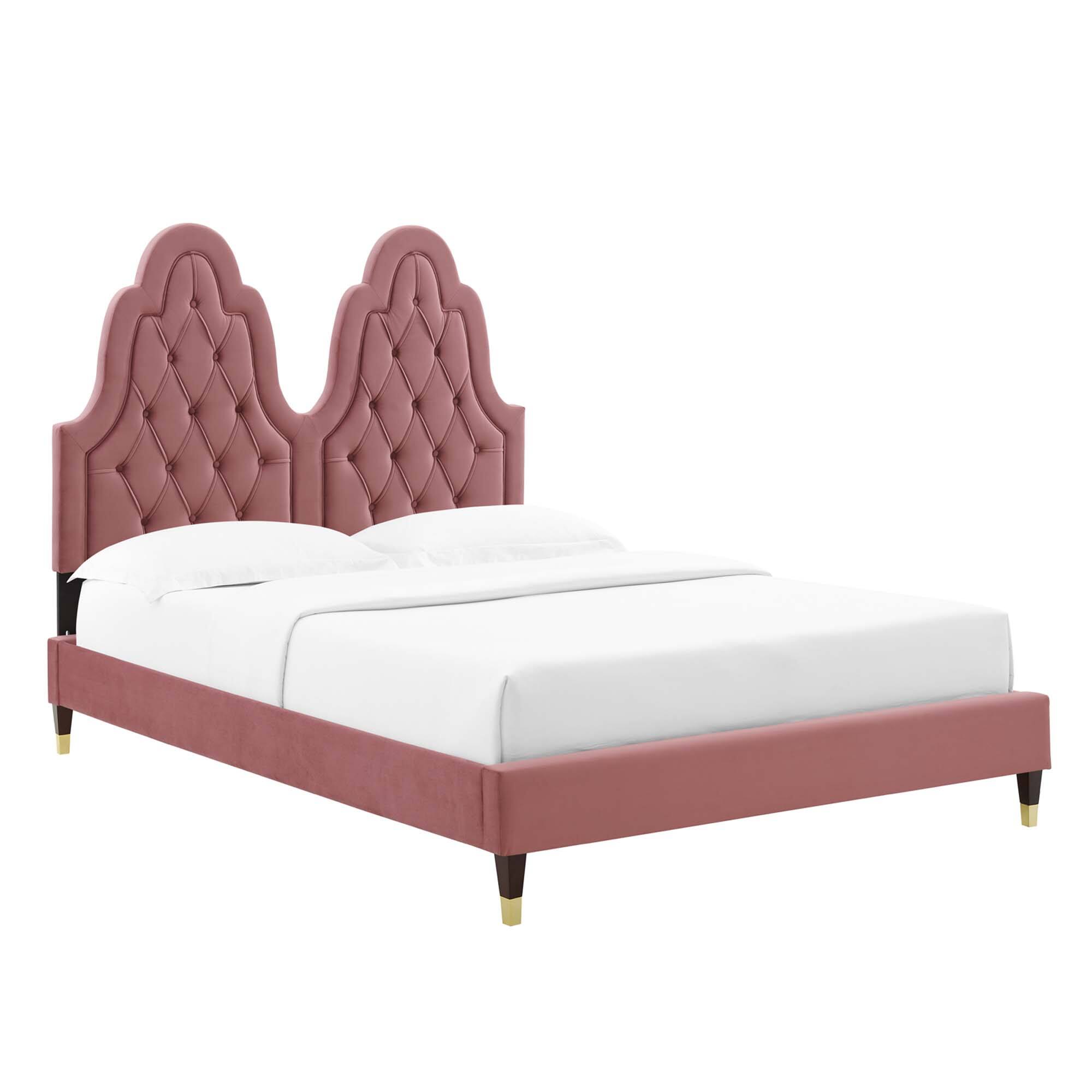 Angle. Modway - Daisy Performance Velvet Full Platform Bed - White.