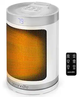 SereneLife - SLSPCHTR3WH Portable Space Heater, 1500W PTC Ceramic, Thermostat, Remote, Oscillation - White