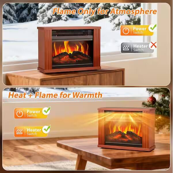 Flame Only for Atmosphere  
Power Switch  
Heater X Switch  

Heat + Flame for Warmth  
Power Switch  
Heater Switch