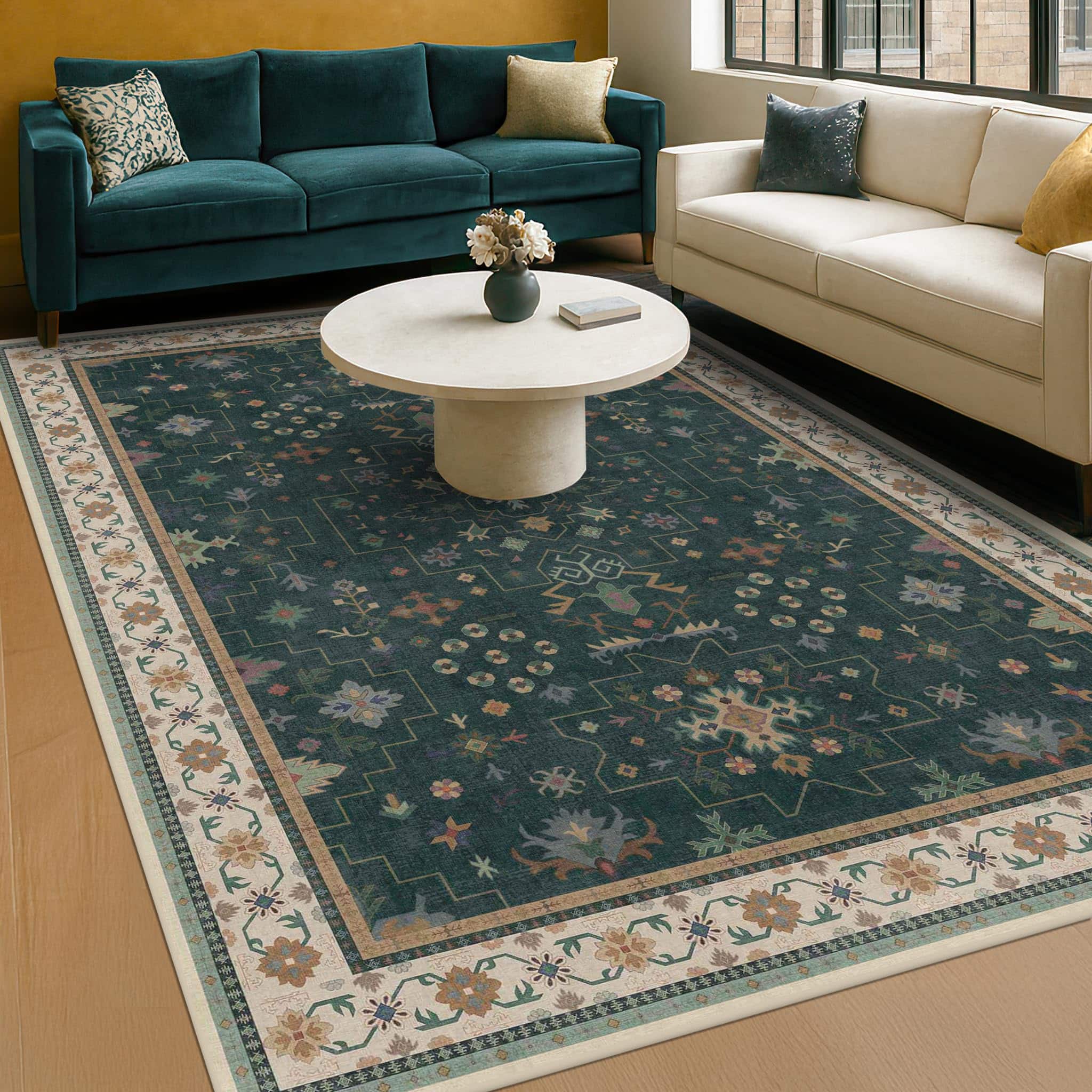 PARKER SLATER - Black Washable 2x3 Entry Rug Small Rugs Entryway Kitchen Bathroom Door Mat Indoor Entrance Non Slip Rubber Backing St - Dark Green