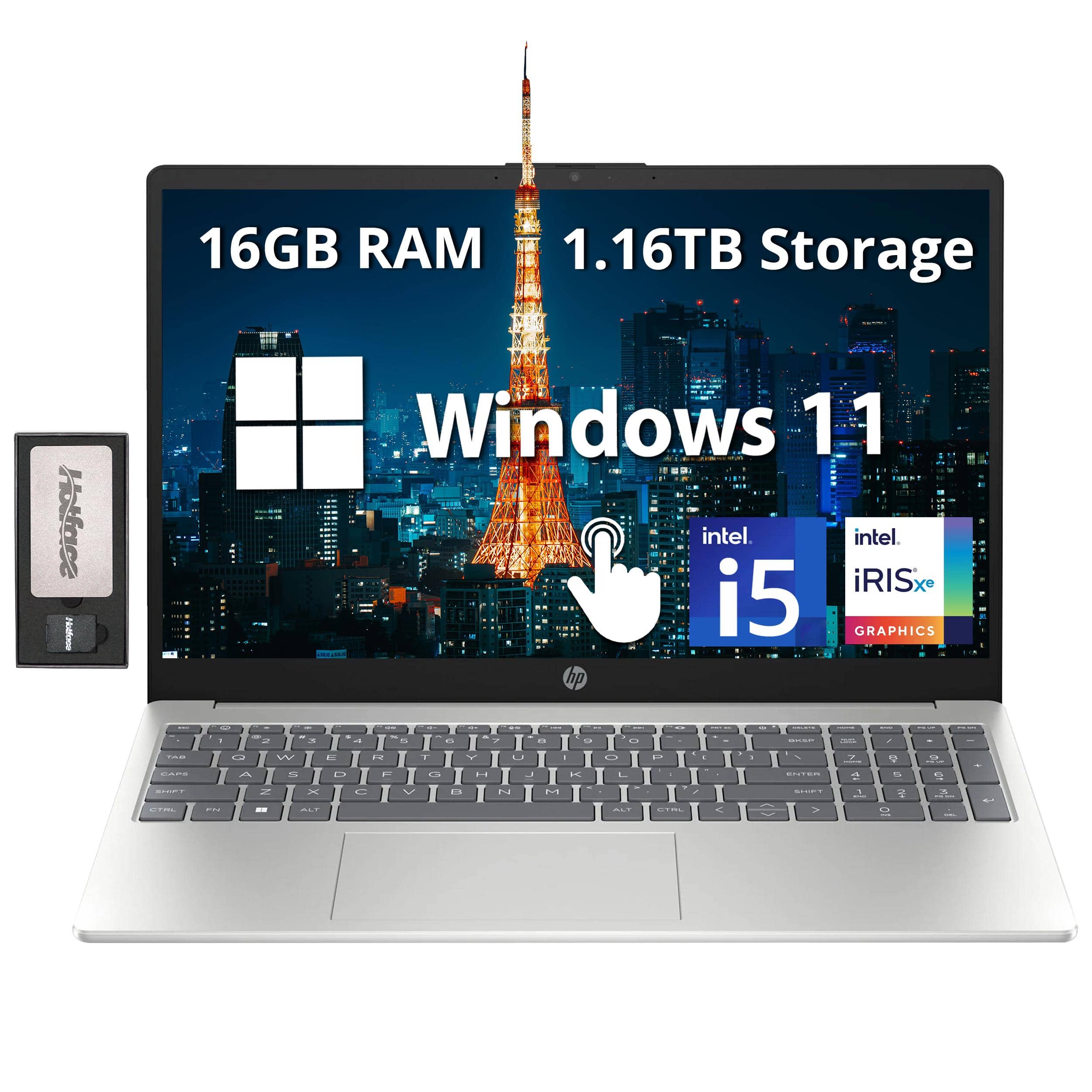 16GB RAM  
1.16TB Storage  
Windows 11  
Intel i5  
Intel Iris Xe Graphics  
HP