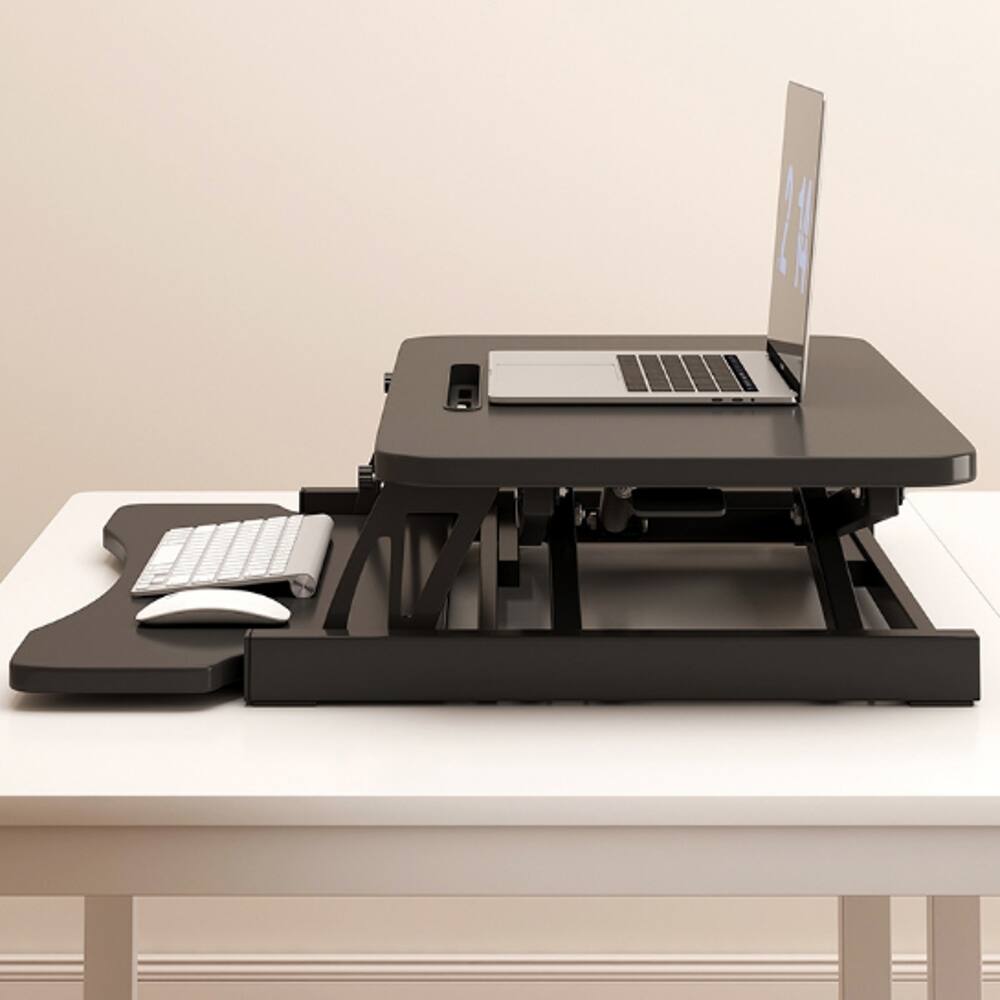 Alt View 4. Loheer - Loheer 32 Inch Standing Desk Converter Black Sit to Stand Riser Dual Monitor Adjustable Workstation - Black.