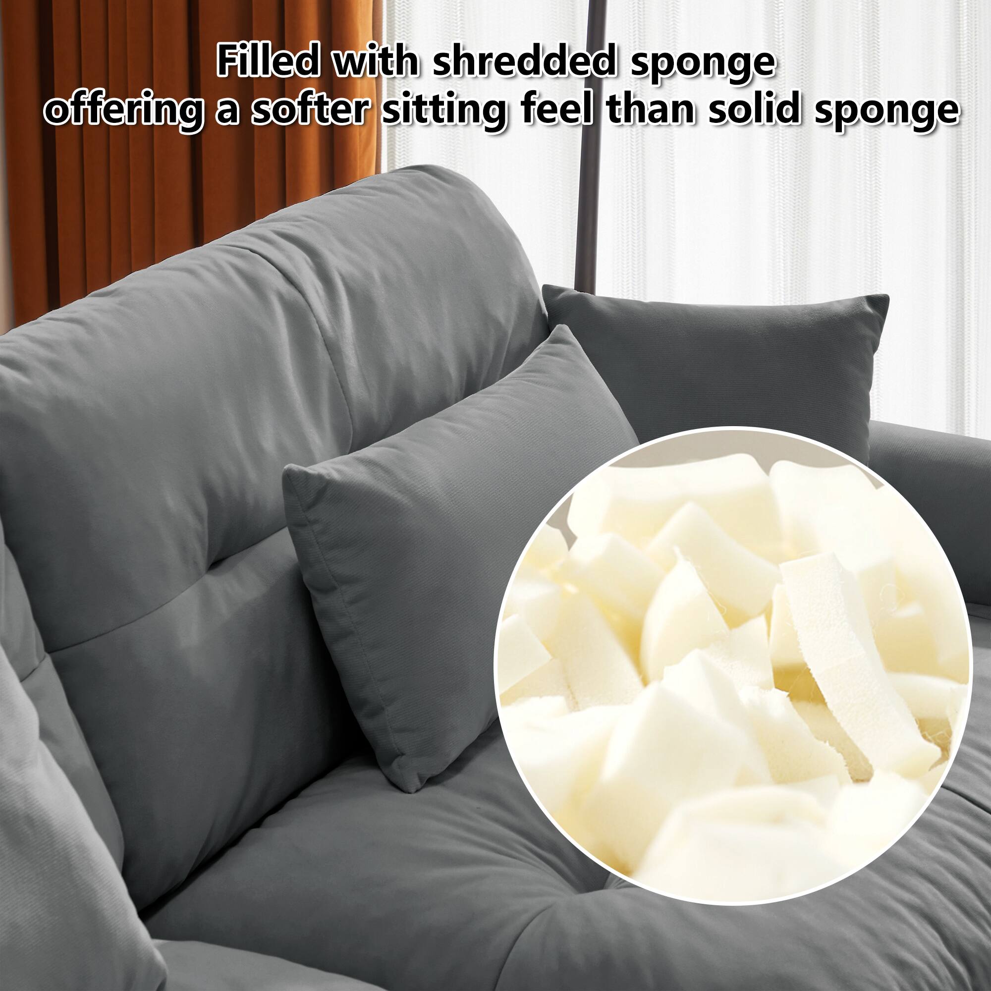 Filled with shredded sponge offering a softer sitting feel than solid sponge