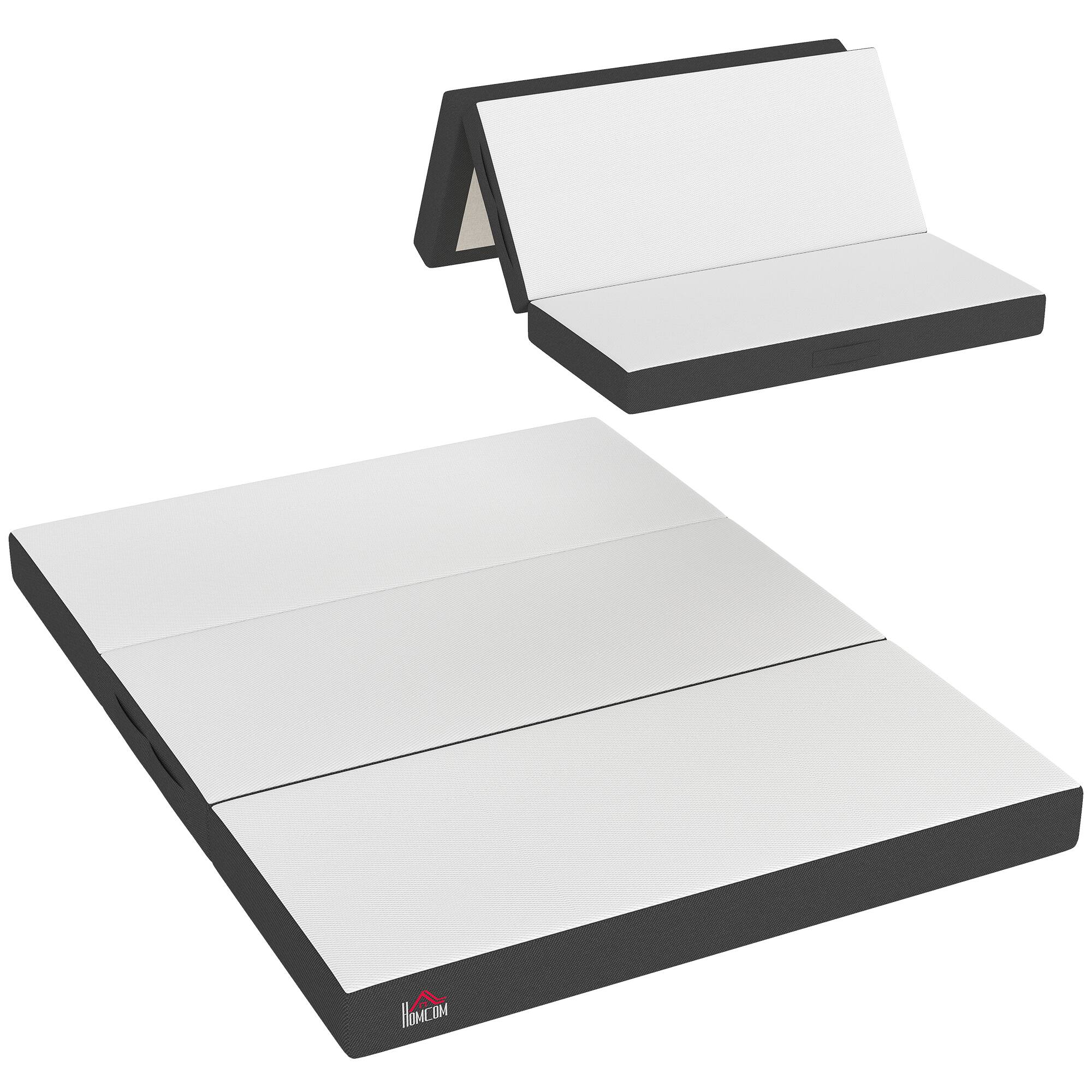 Front. Homcom - Mattress, 6 Inch Memory Foam Mattress for Guest, Camping, RV, Travel, Yoga, Made in USA - White, Gray.
