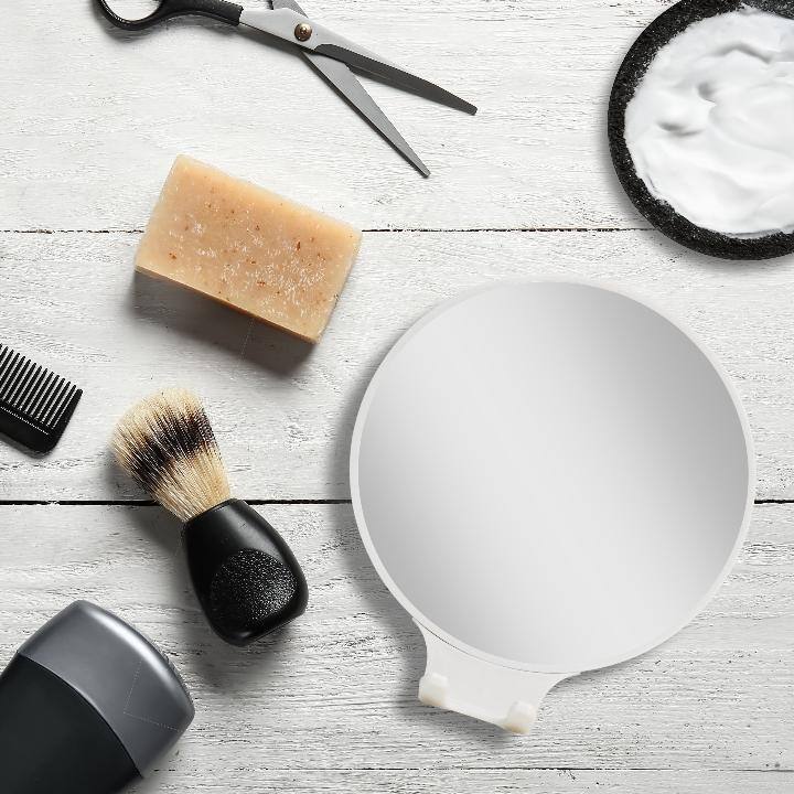 Left. Zadro - Fogless Wall Mounted Shaving Mirror with 2X Magnification & Razor Holder - White.