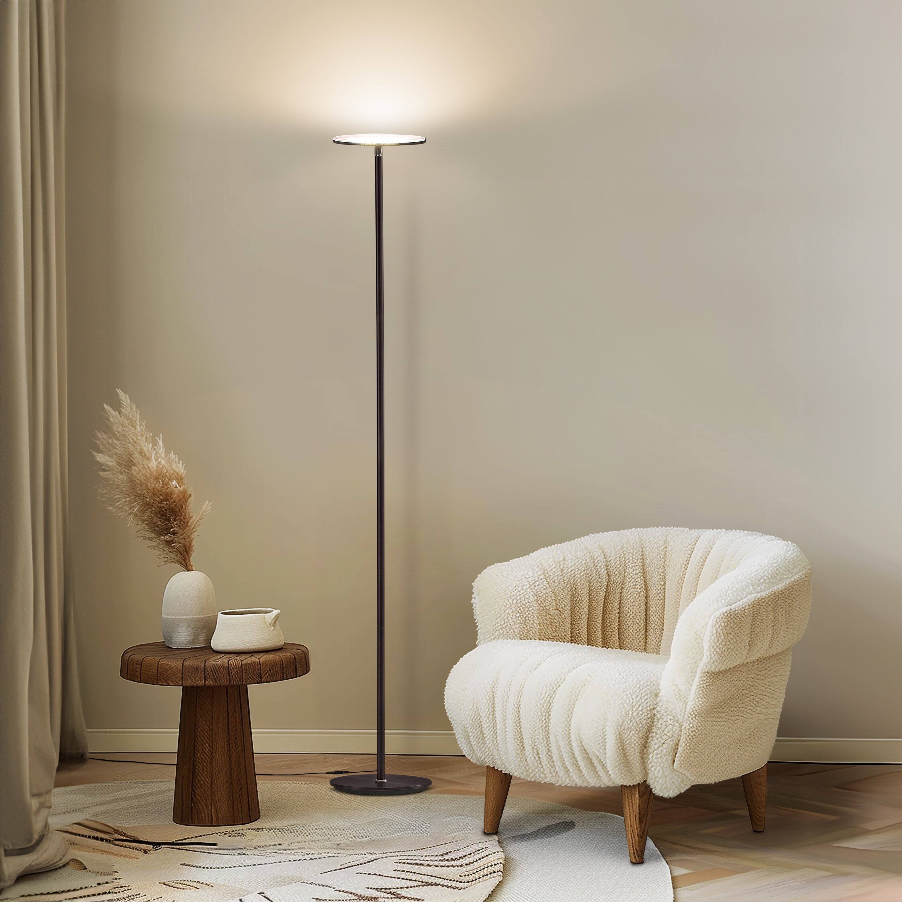 Alt View 9. Brightech - Sky Flux LED Modern Industrial Torchère Dimmable Super Bright Floor Lamp with Built-in Adjustable Head Tilt - Oil Brushed Bronze.
