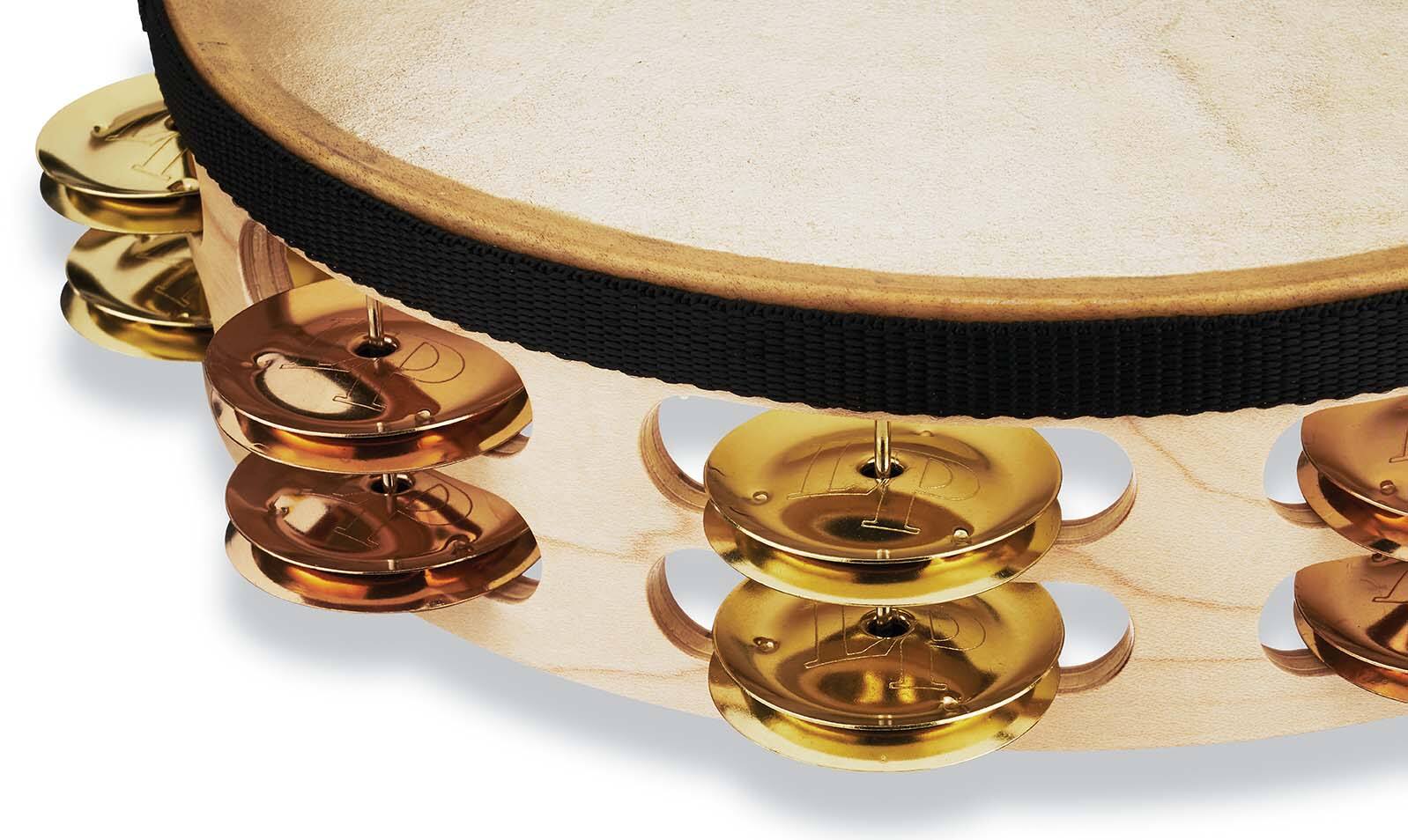 Left. Latin Percussion - Pro 10 Double Row Tambourine Brass-Bronze.